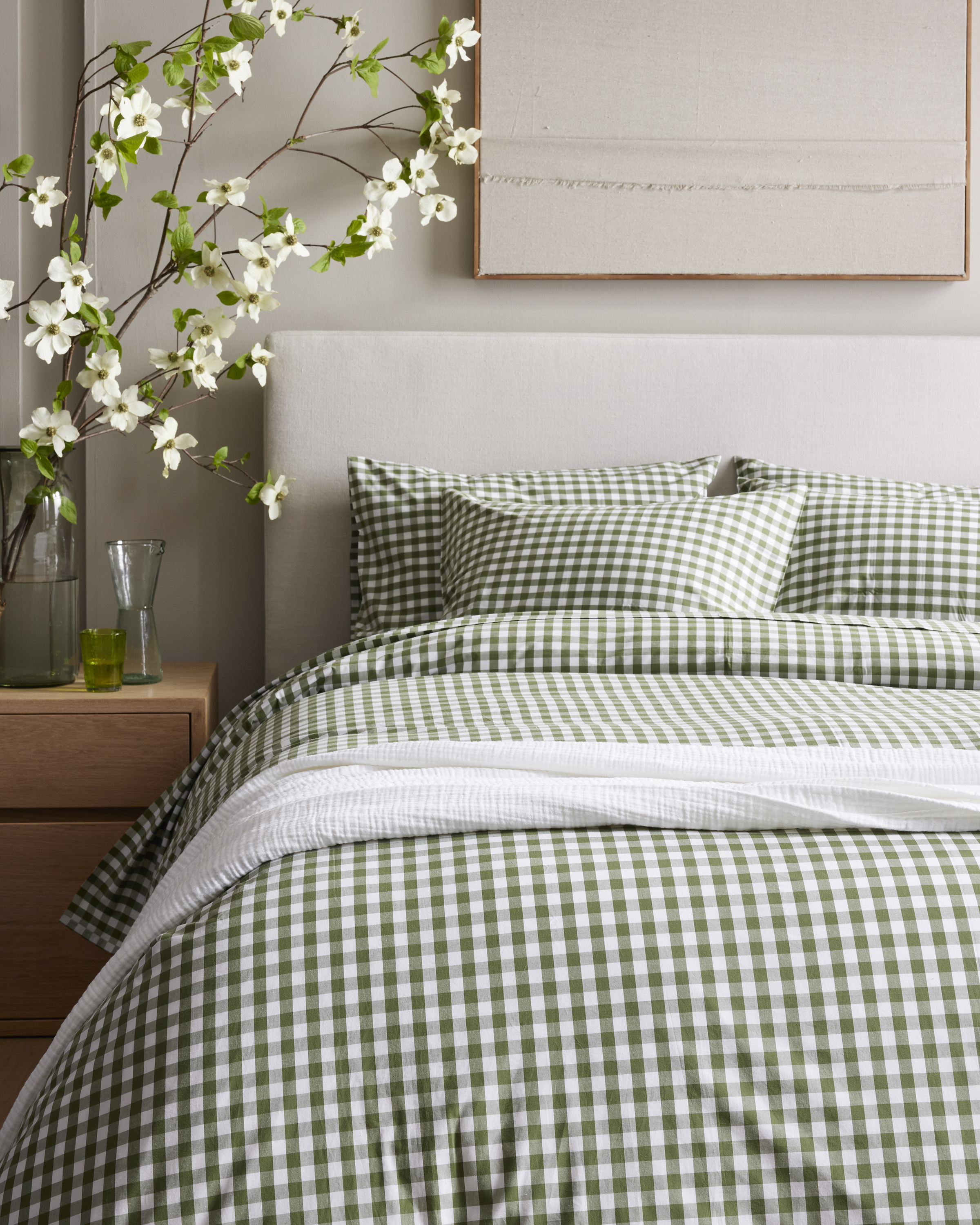 Classic Organic Percale Gingham Duvet Cover Set - thumbnail 10