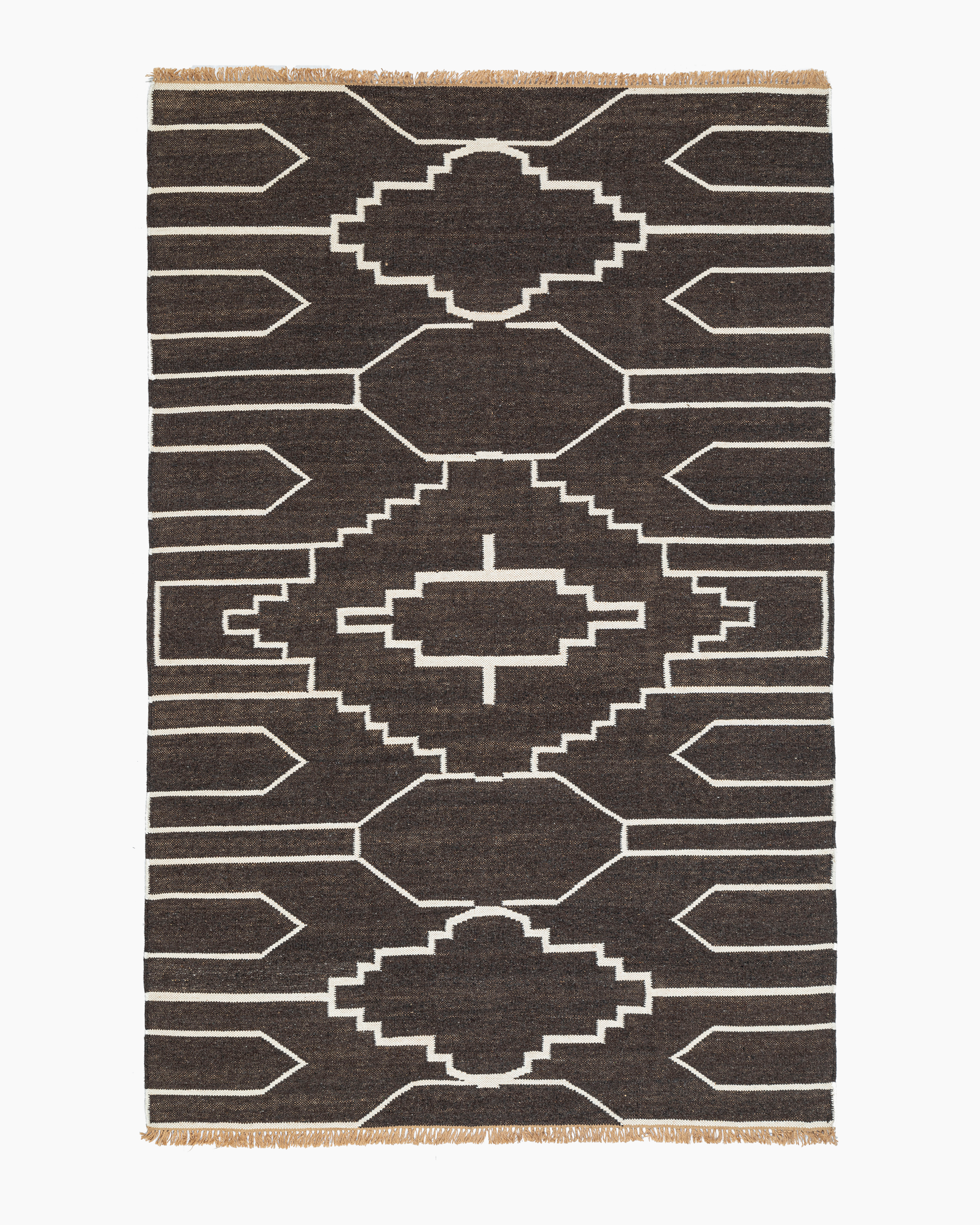 Quince Kezia Wool Flatweave Rug In Hickory/white