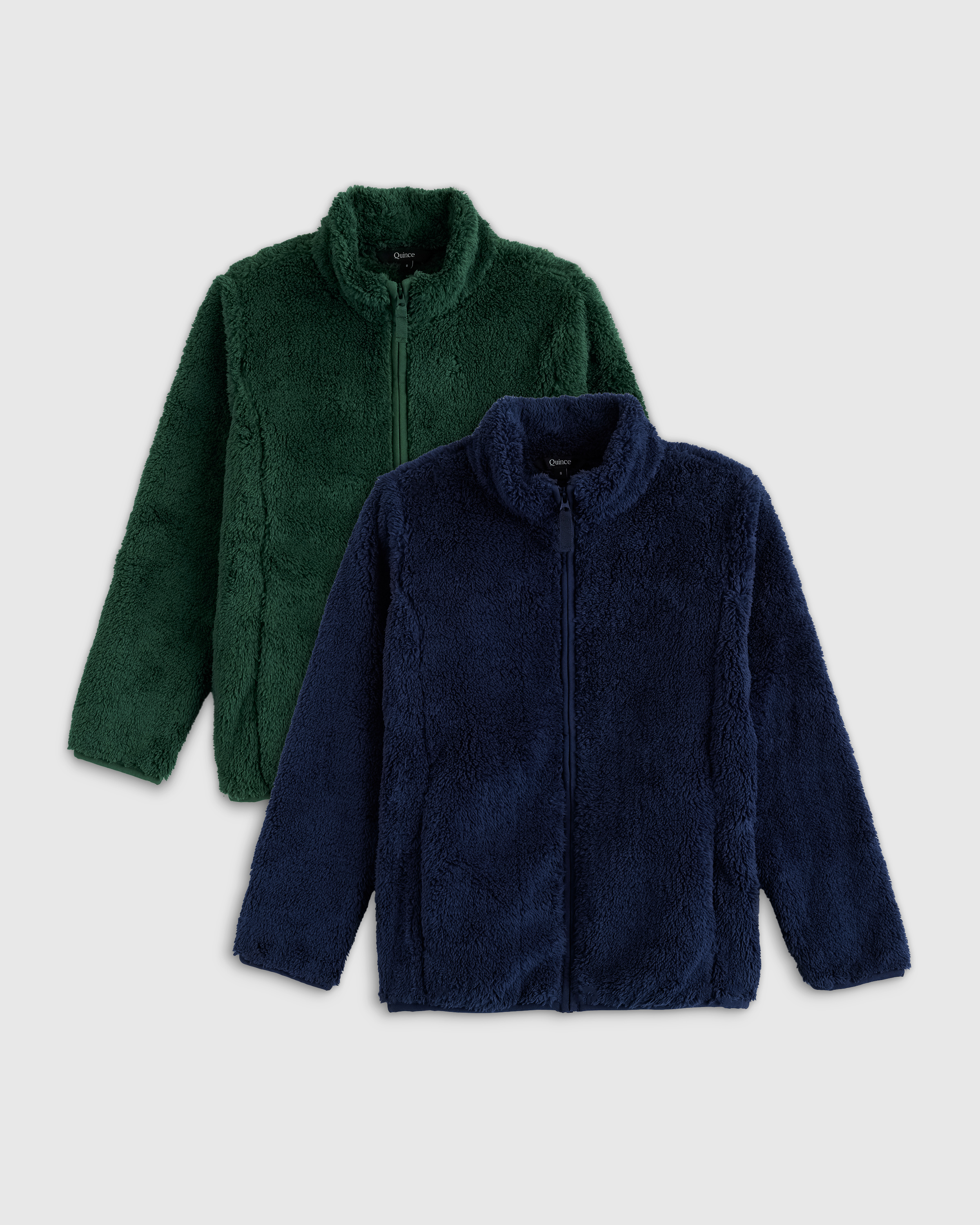 Shop Quince Recycled Sherpa Fleece Jacket 2-pack In Forest Green/navy