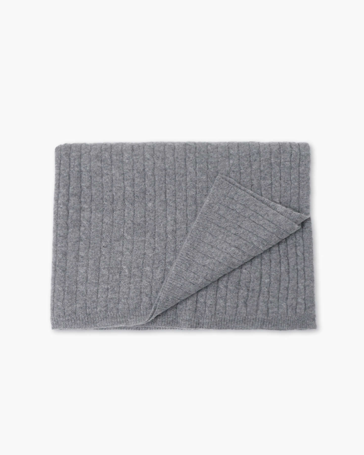 Cable Knit Cashmere Throw - Heather Grey - 0