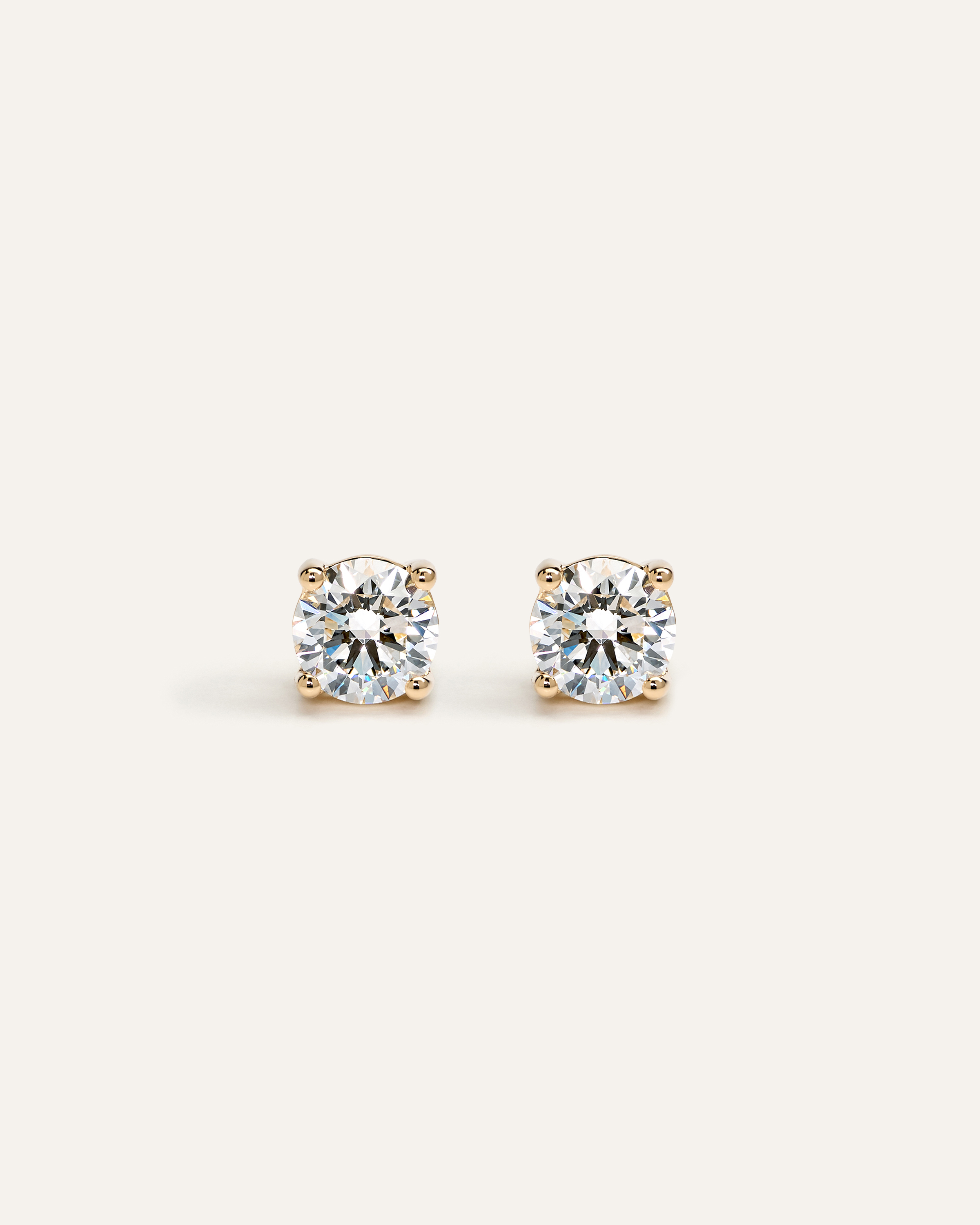 14K Gold Lab Grown Diamond Four-Prong Solitaire Studs - 2ctw