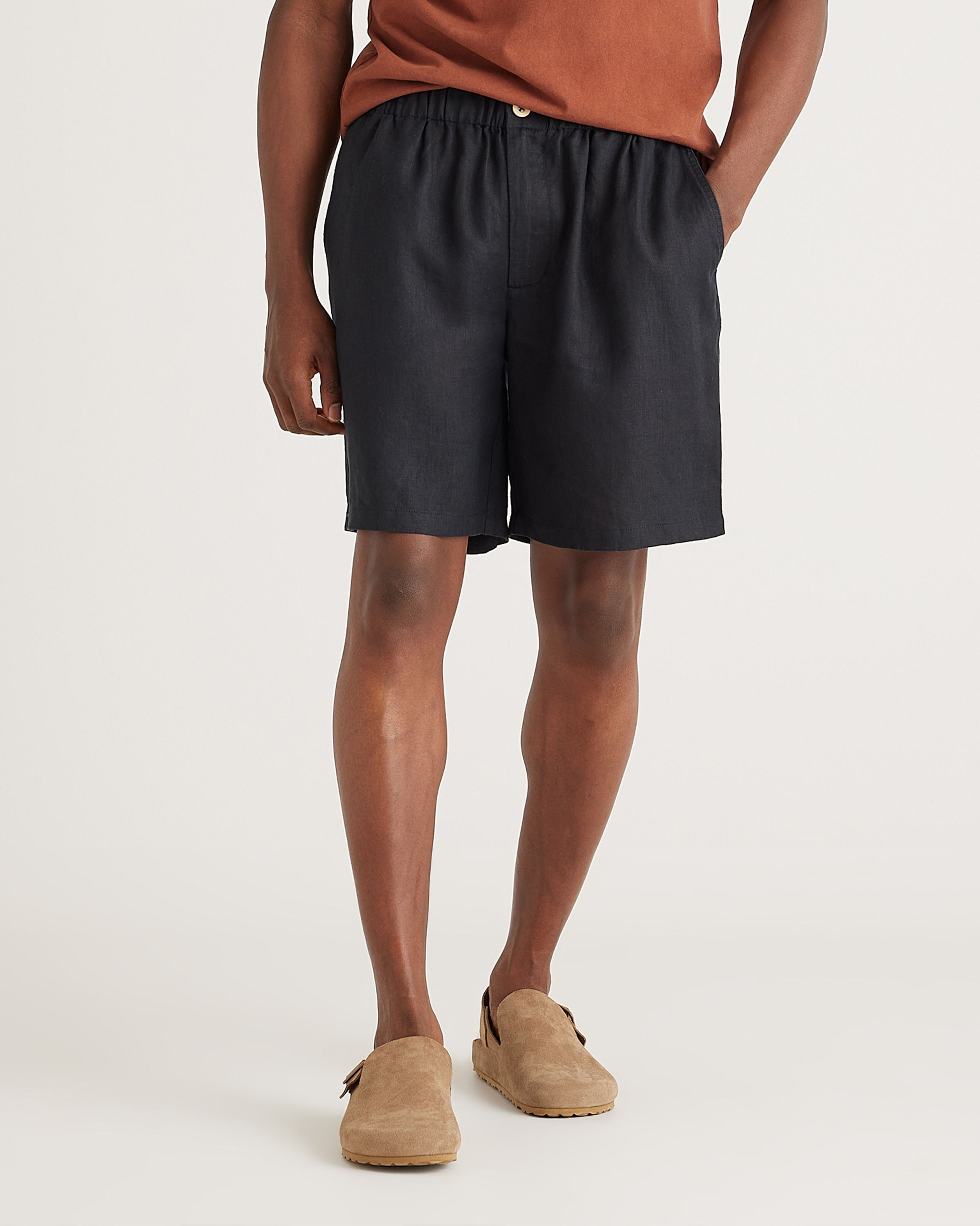 Shop Quince Men's 100% European Linen Shorts In Black