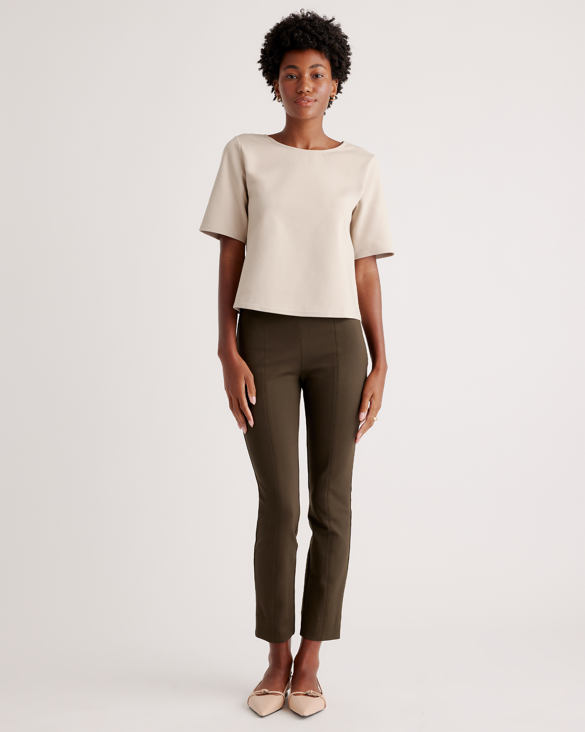 Ultra-Stretch Ponte Short Sleeve Top
