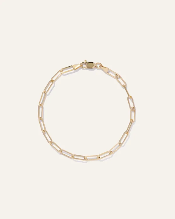 14K Gold Paperclip Chain Bracelet