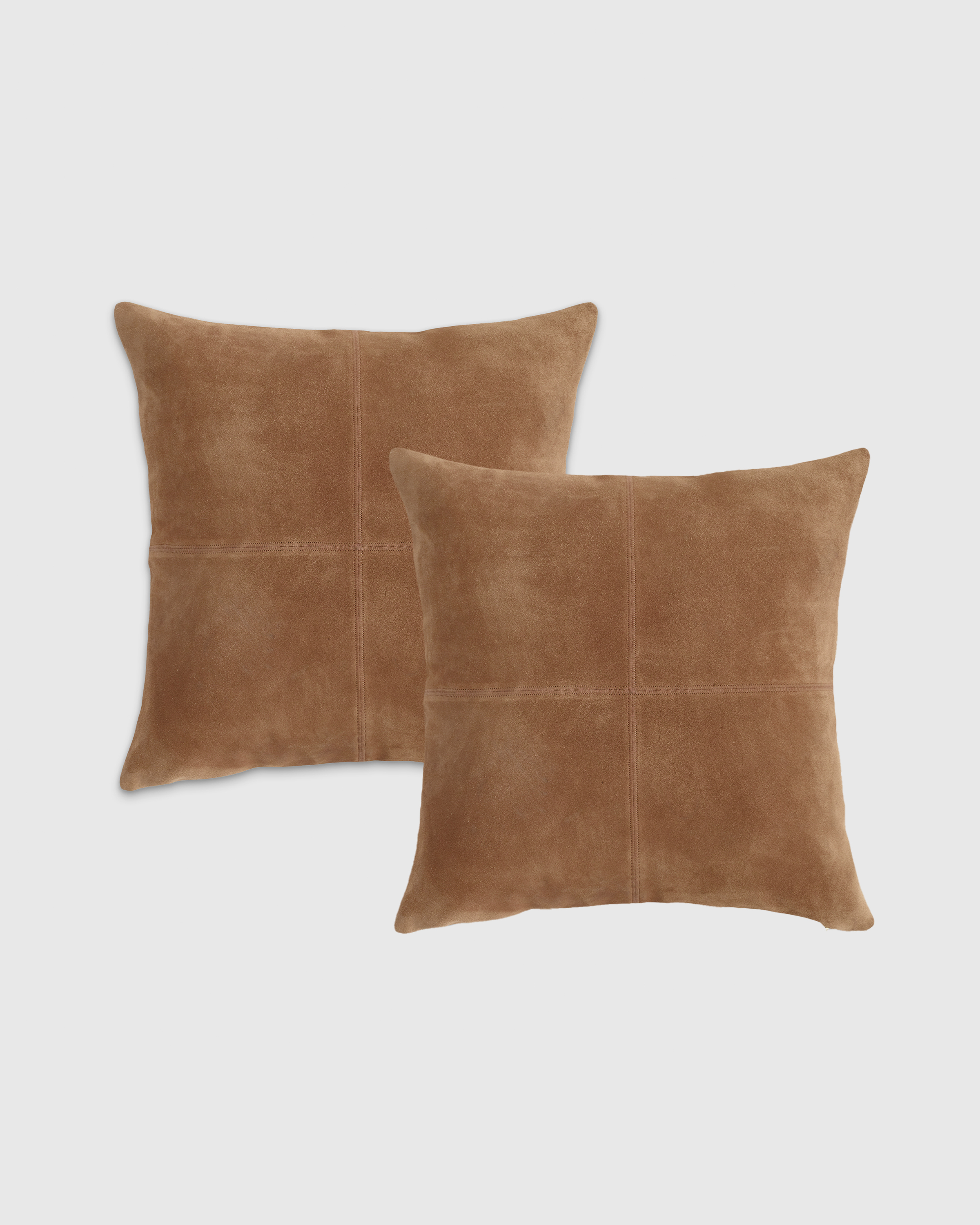 Quince Pieced Suede Pillow Cover Set Of 2 In Camel