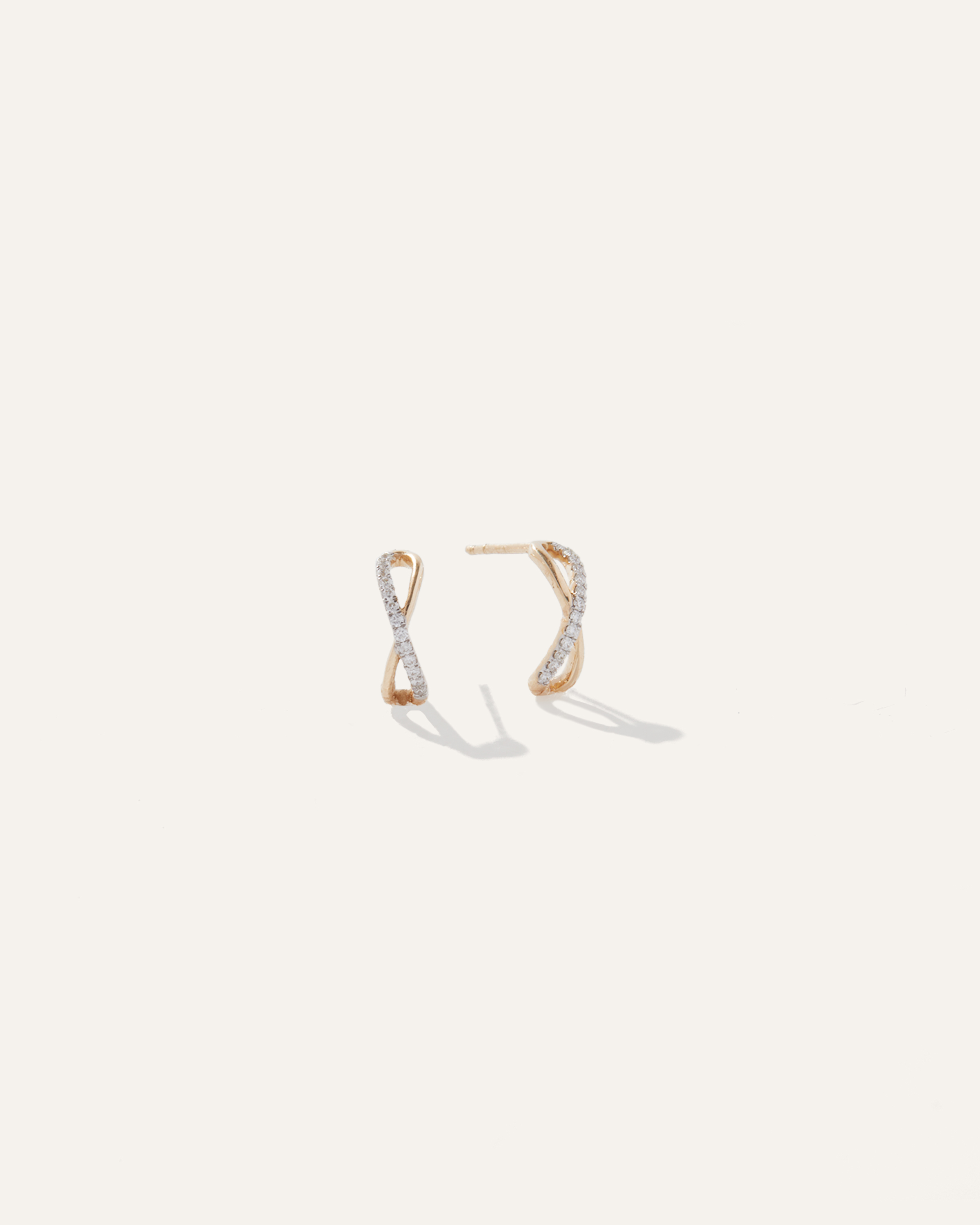 Quince Women's 14k Gold Pave Diamond X Hoop Earrings In Yellow Gold