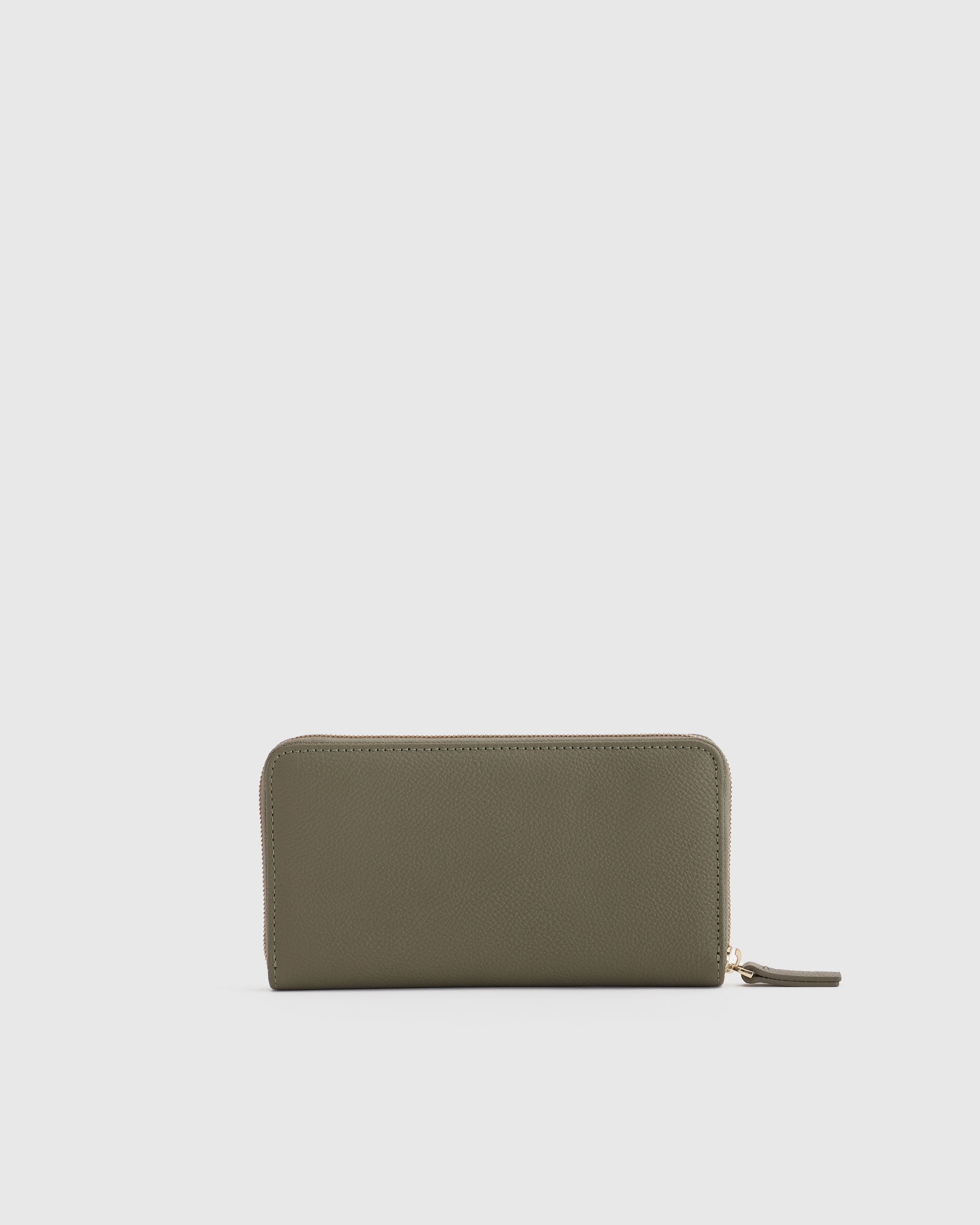 Check and Leather Ziparound Wallet in Charcoal - Men