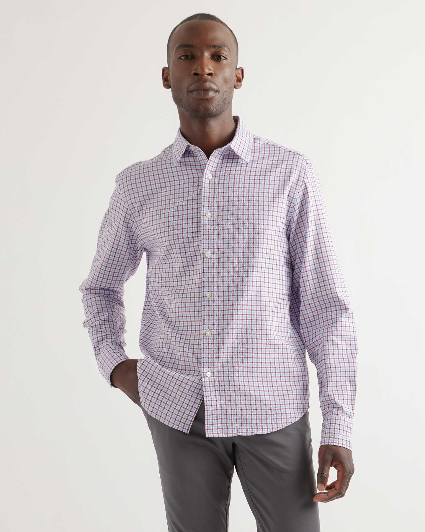 The Untucked Dress Shirt - Blue/Red Tattersall Check - 17