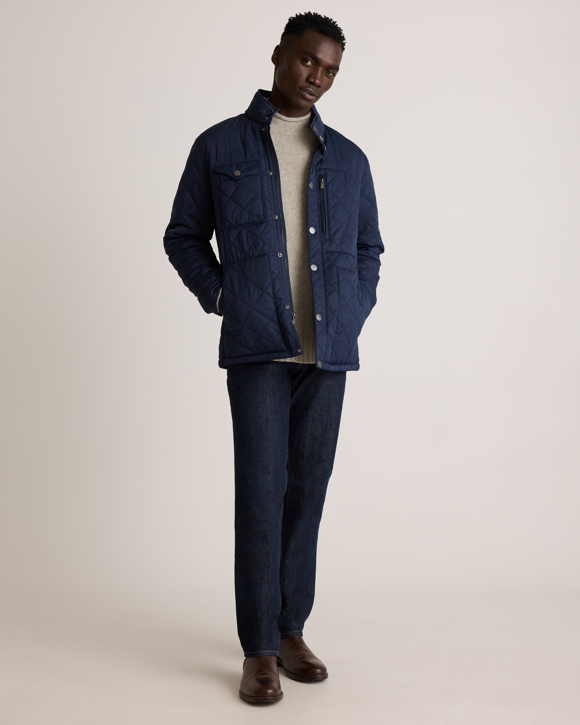 【新品】Soft Ox Utility Collarless Jacket L Featherless Quilted Utility Jacket