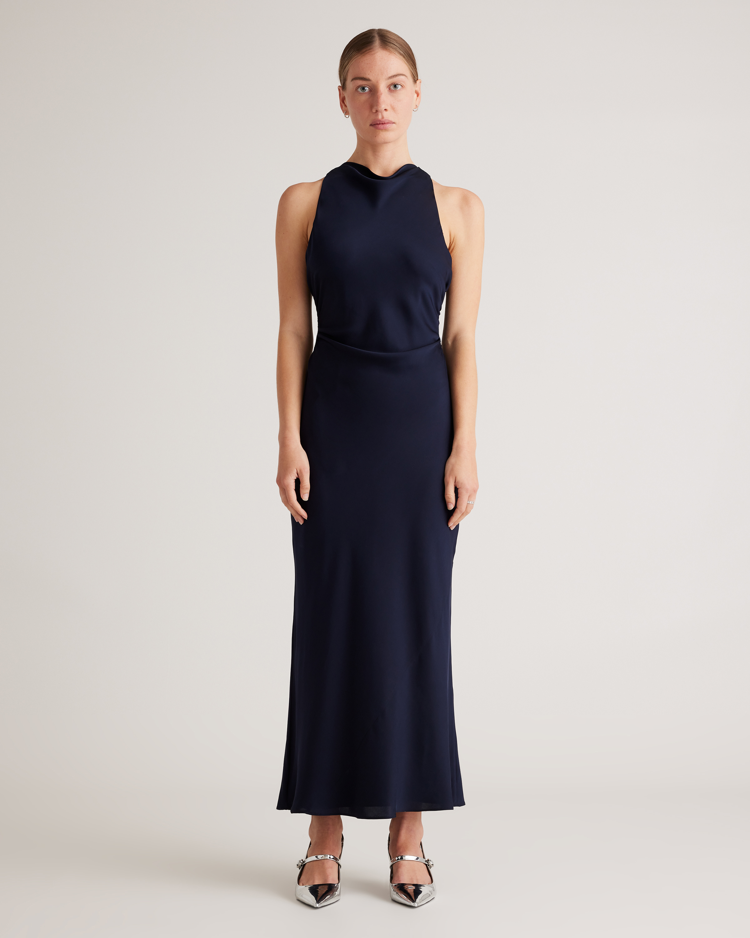 silk lilac dress Shona Joy La Lune One Shoulder Cowl Back Gown - Lilac