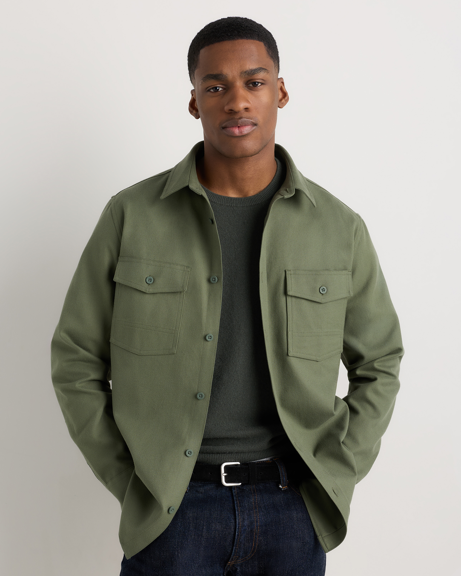 Brushed Cotton Wool Utility Overshirt