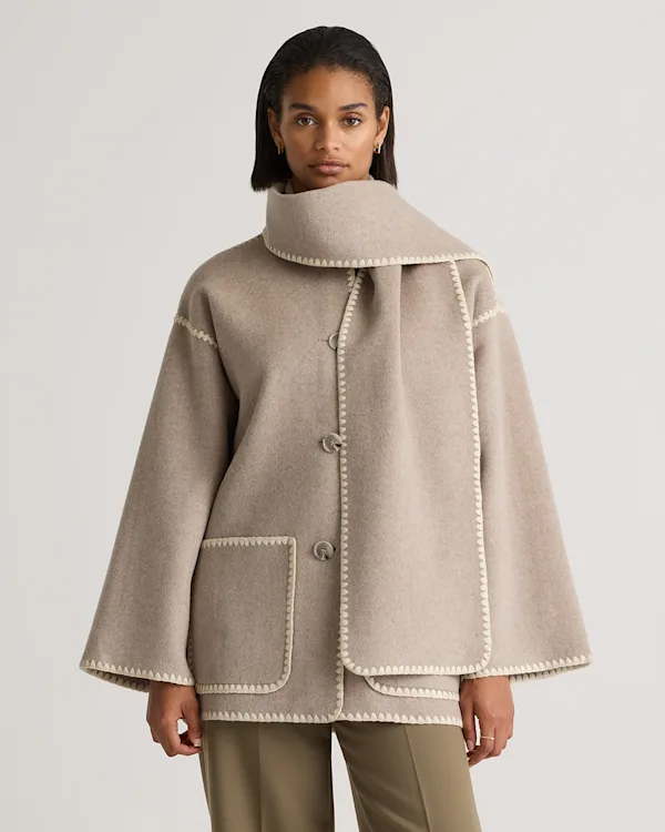 Double-Faced Merino Wool Scarf Coat 