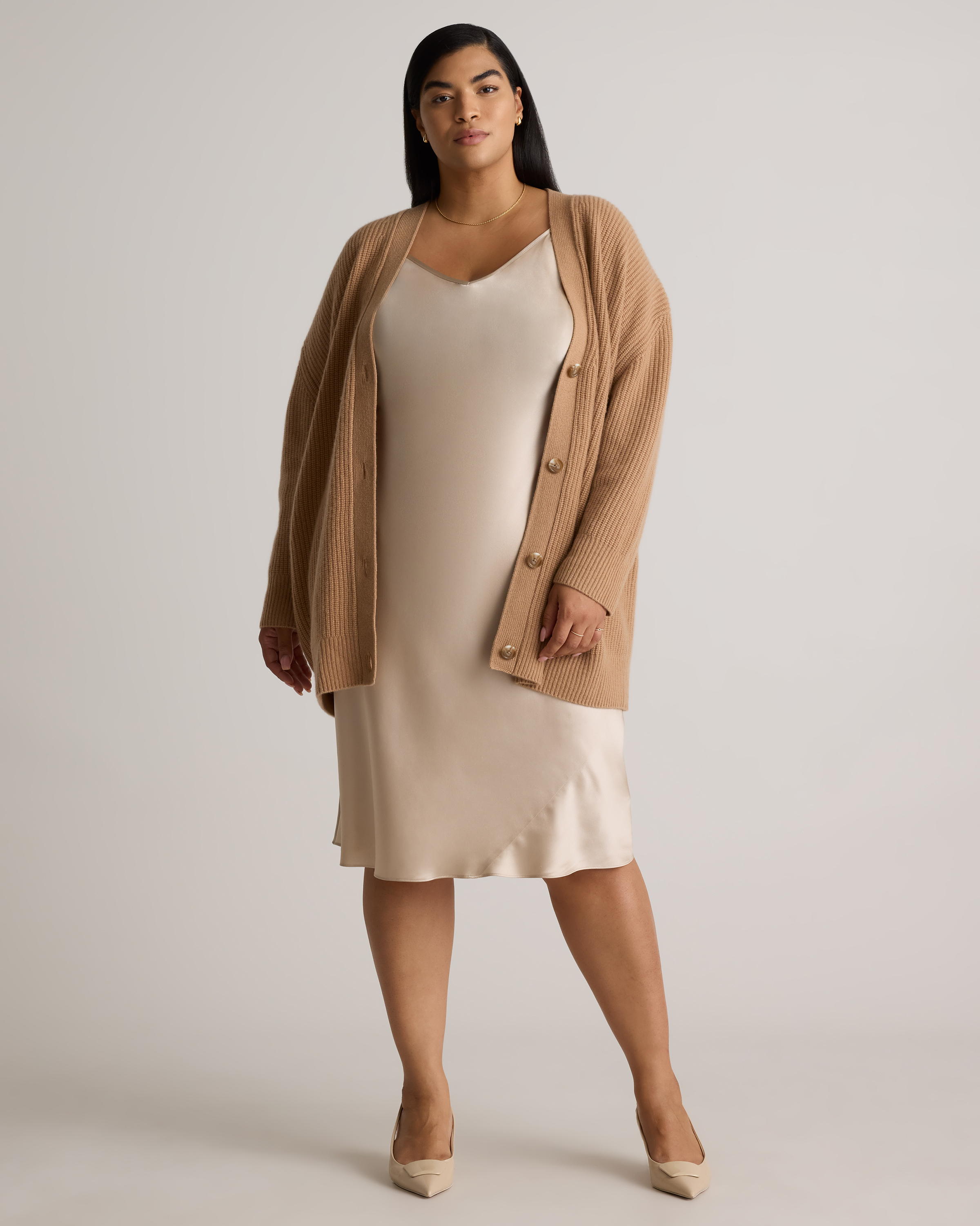Mongolian Cashmere Oversized Boyfriend Cardigan Sweater - Plus Size