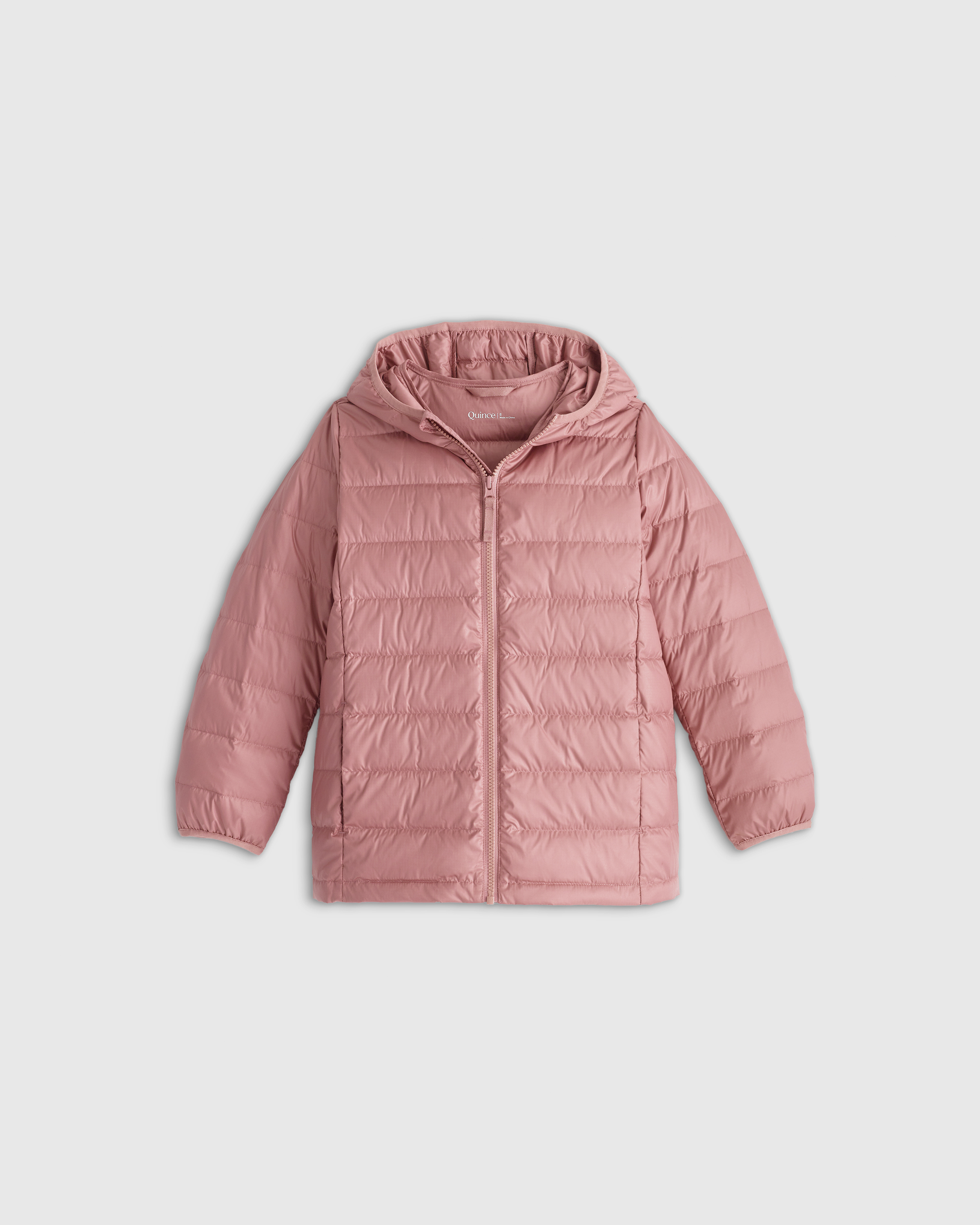Shop Quince Lightweight Down Hooded Puffer Jacket In Dusty Rose