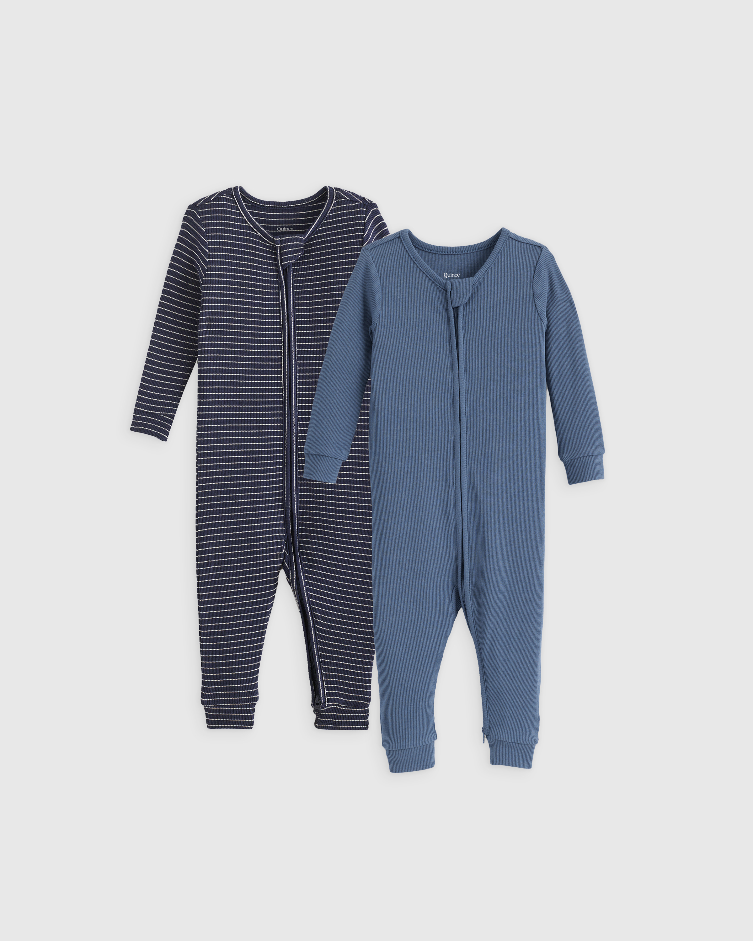 Shop Quince The Softest Rib One Piece Pajamas 2-pack- Baby Boy In Navy Stripe/blue