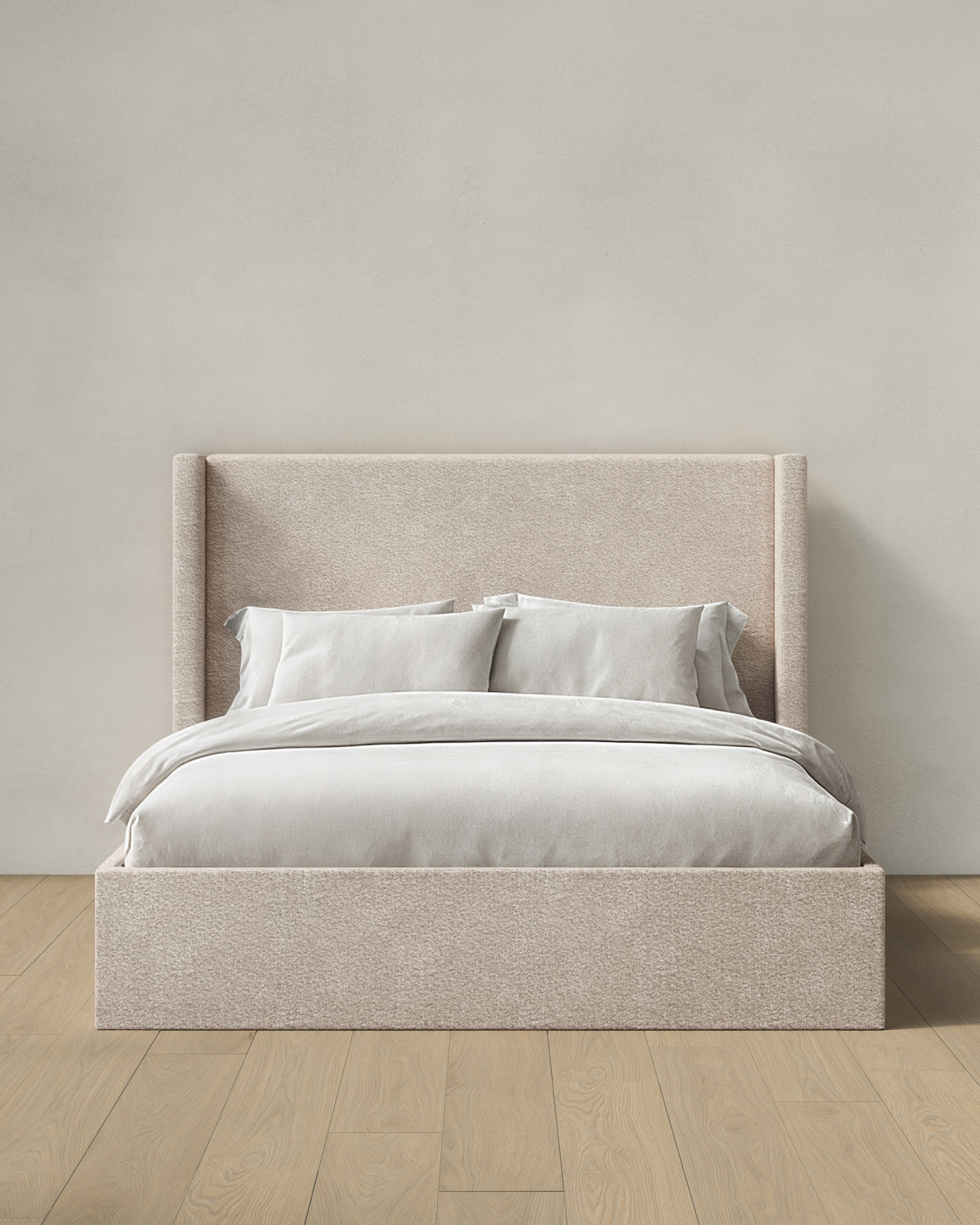 Plush Boucle Wingback Bed