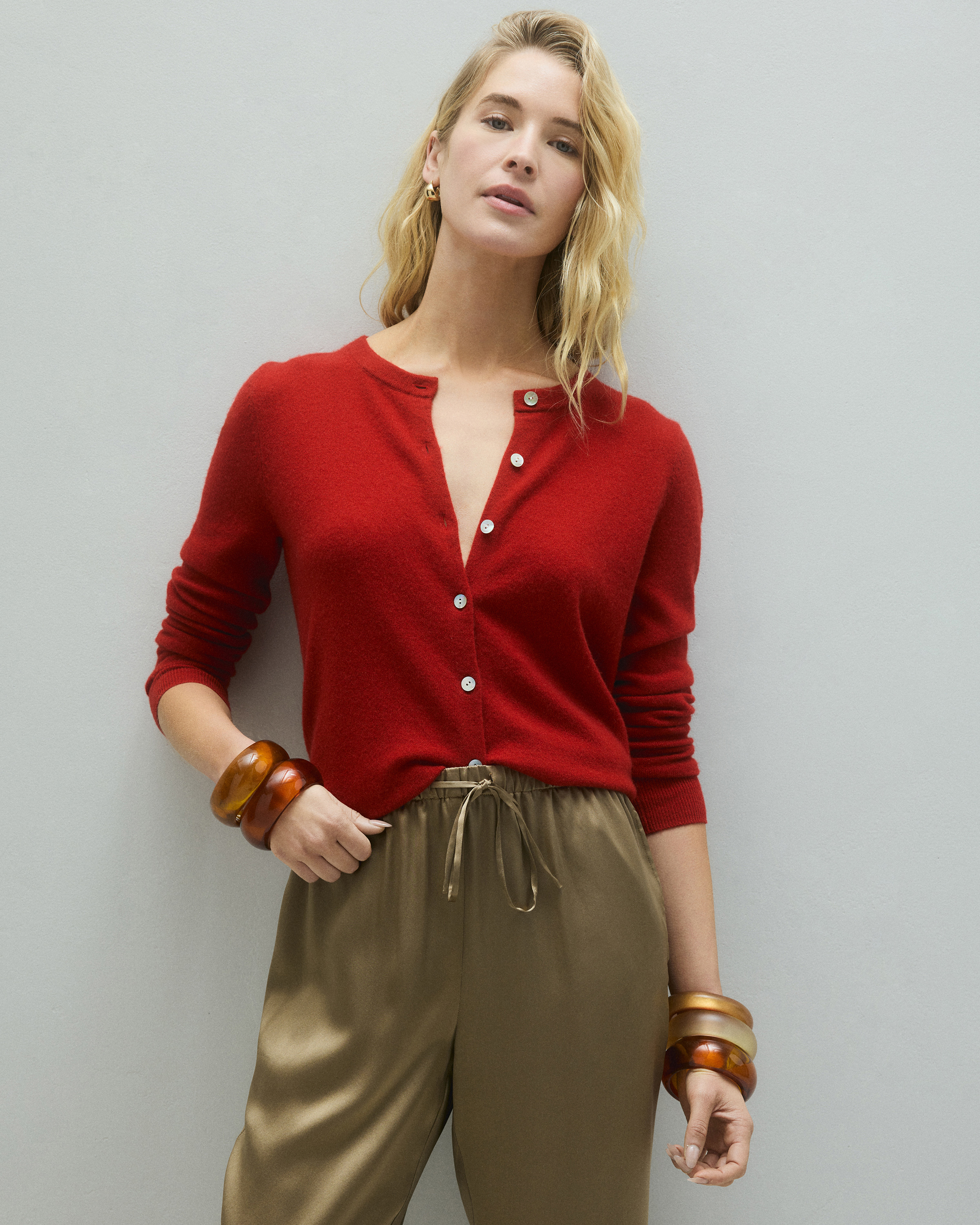 Mongolian Cashmere Cardigan Sweater in True Navy