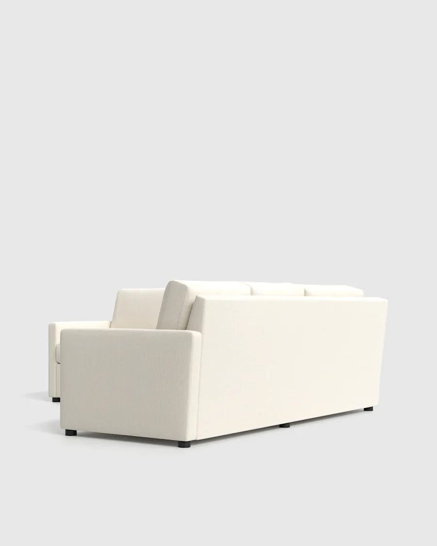 Narrow Track Arm L Sectional Performance Linen Weave Snow Front Angle