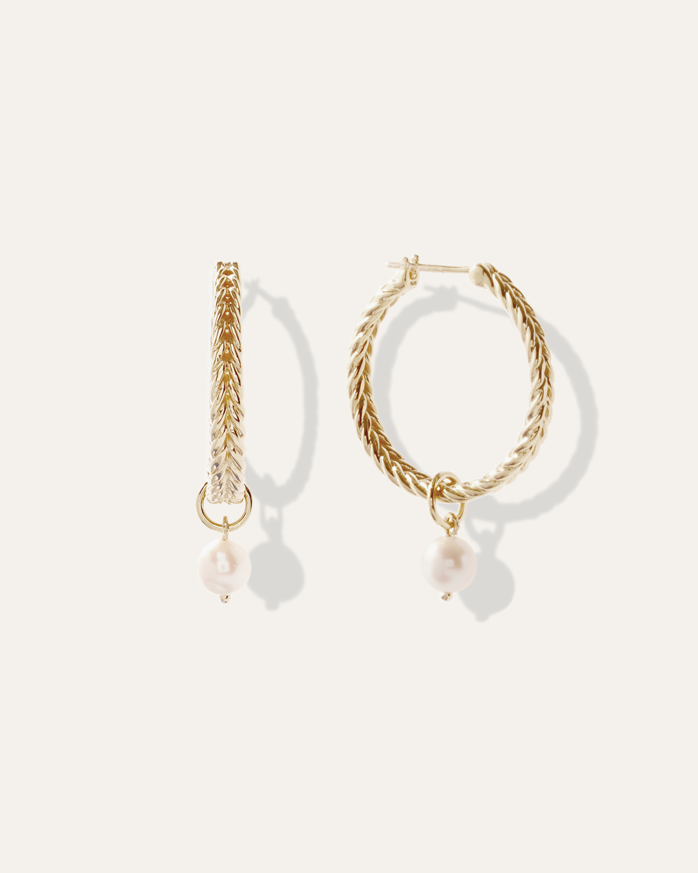 Shop Quince Women's Freshwater Cultured Pearl Drop Braided Hoop Earrings In Gold Vermeil