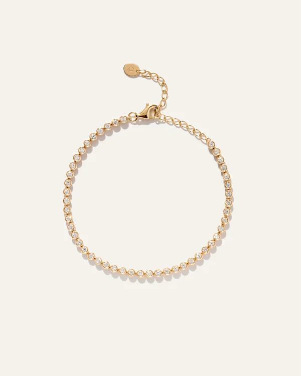 14K Gold Diamond Petite Bezel Tennis Bracelet - 1ctw