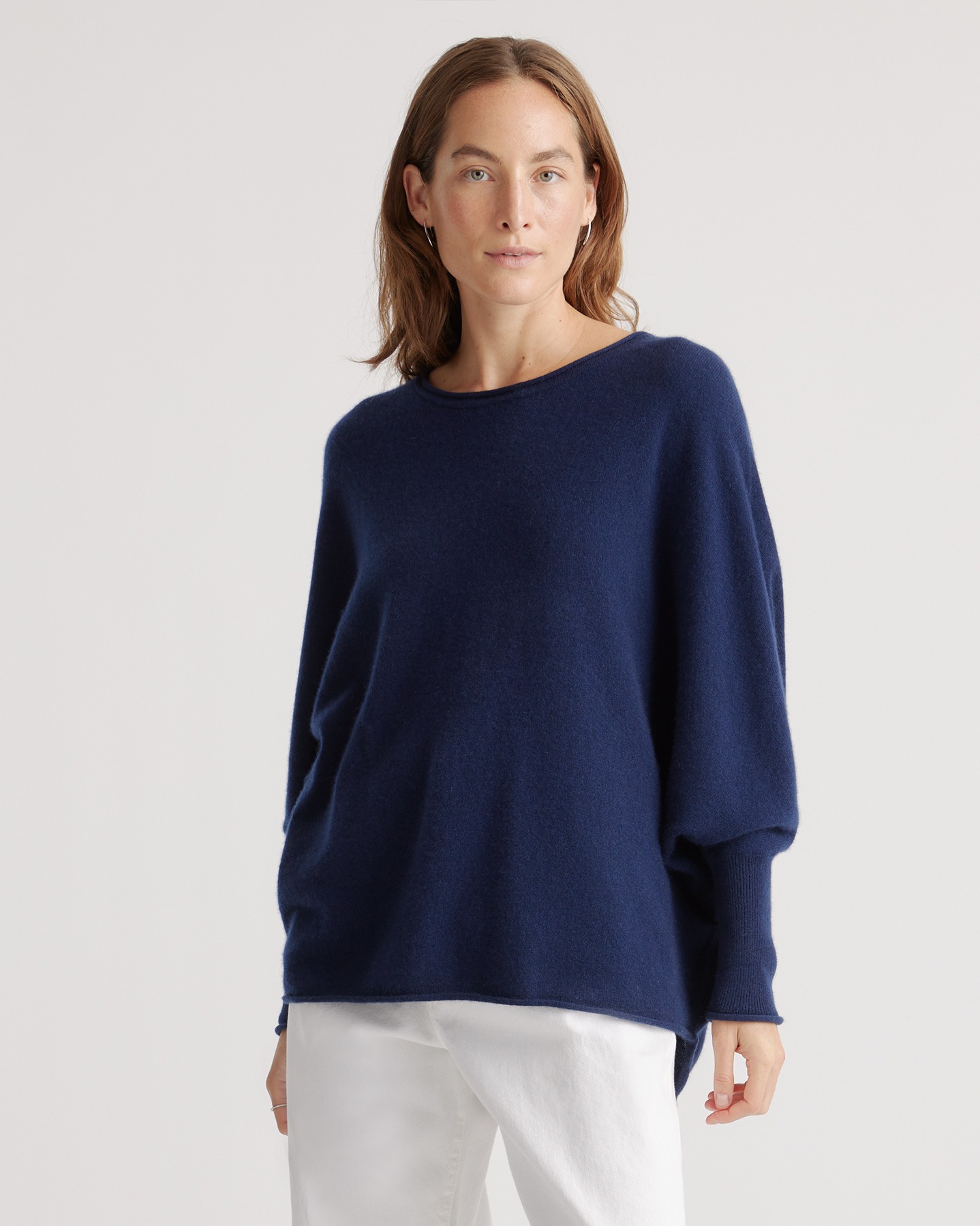 Women's Cashmere Ribbed 3/4 Sleeve Crew Neck