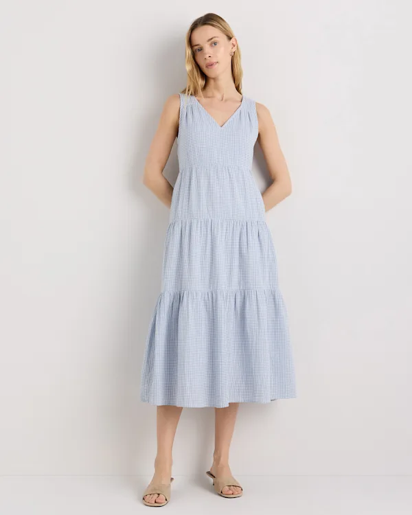 100% Organic Cotton Gauze Tiered Maxi Dress