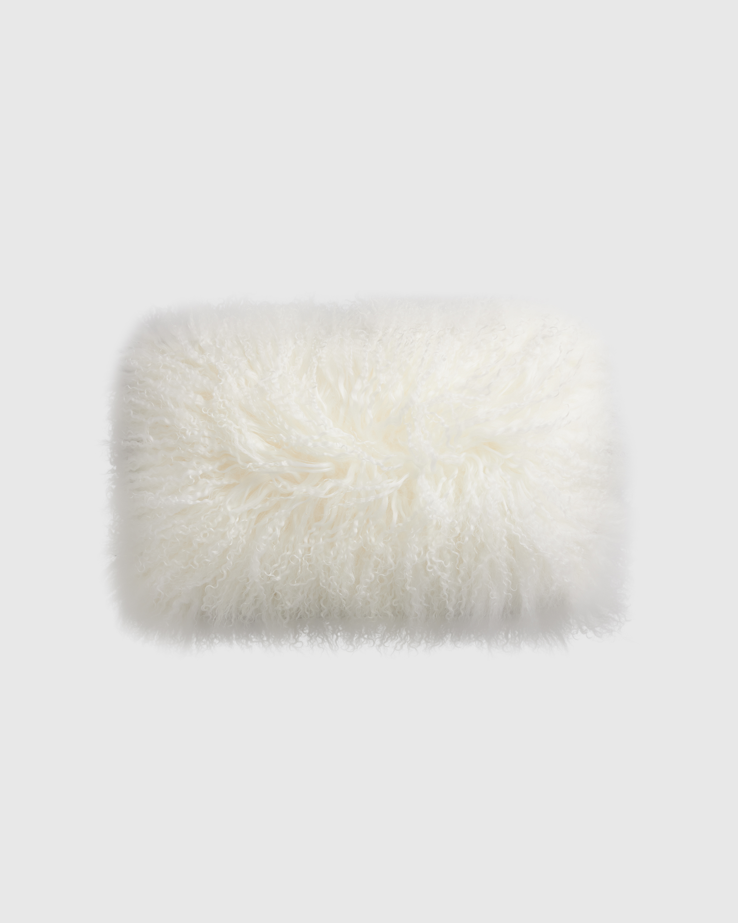 Connect White Sheepskin Fur Throw Pillow with Feather-Down Insert 20