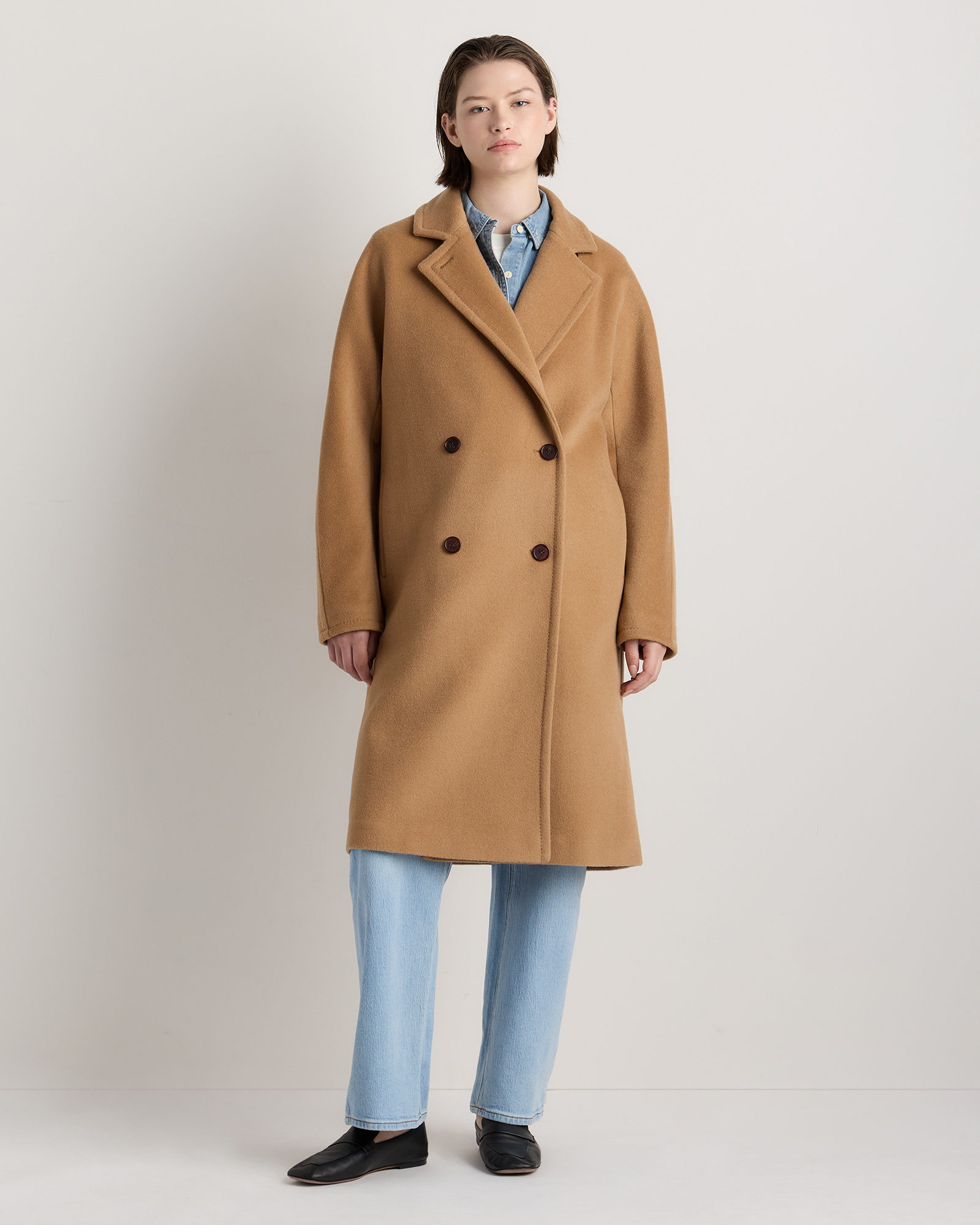 Wool Cashmere Double-Breasted Slouch Coat