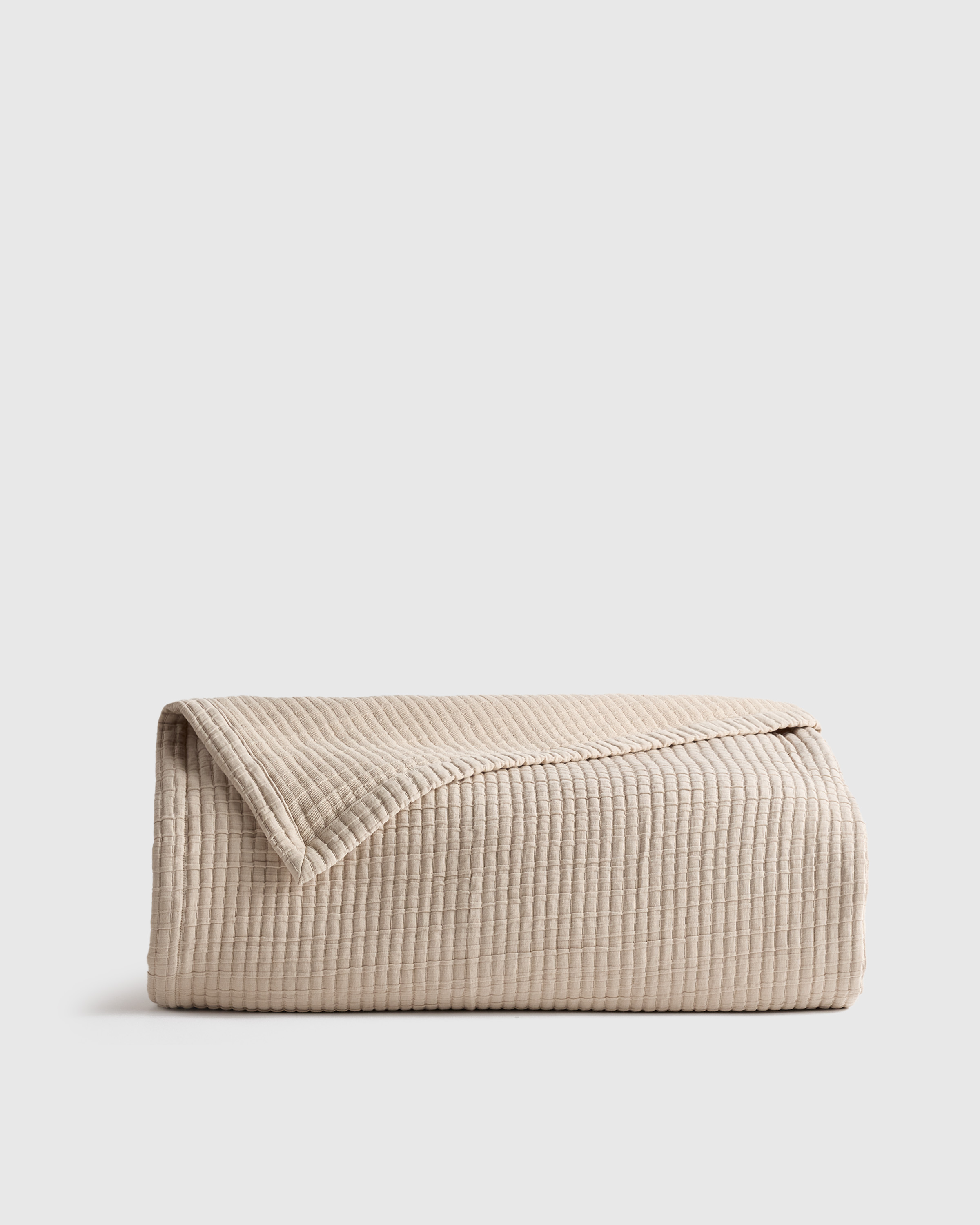 Organic Ribbed Cotton Coverlet - White, Full/Queen