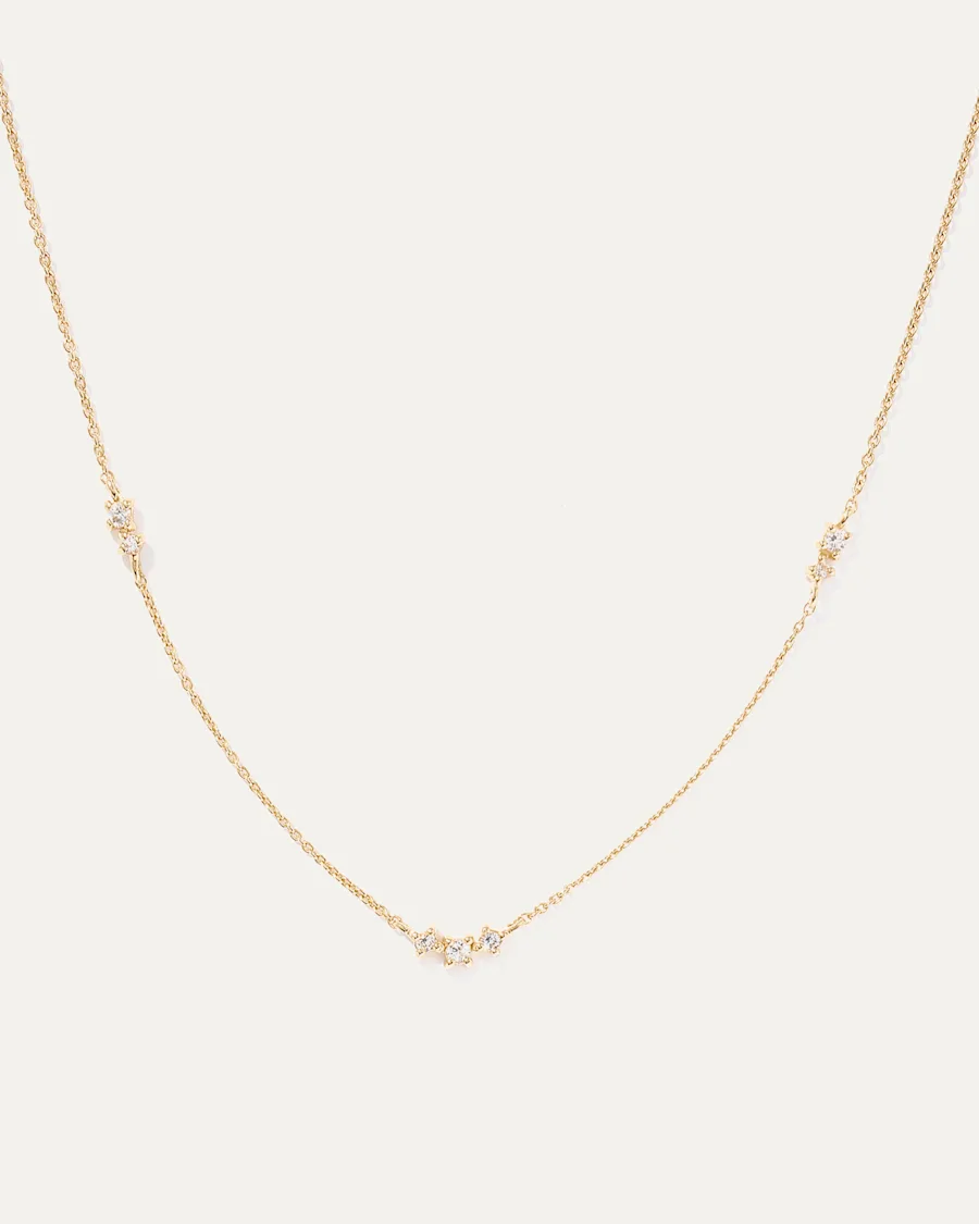 White Sapphire Tri station Necklace 1