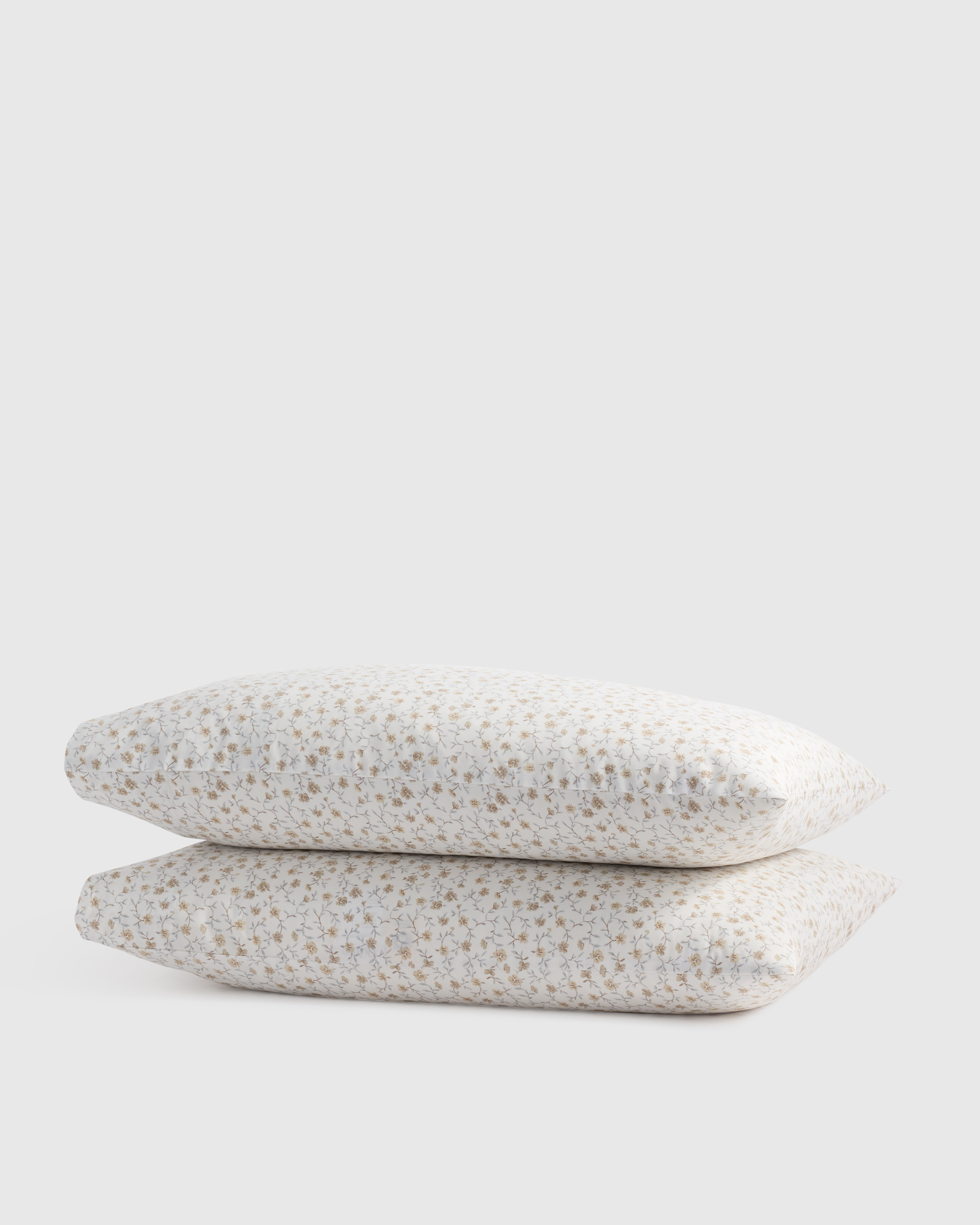 Classic Organic Percale Floral Pillowcase Set in Green Florette