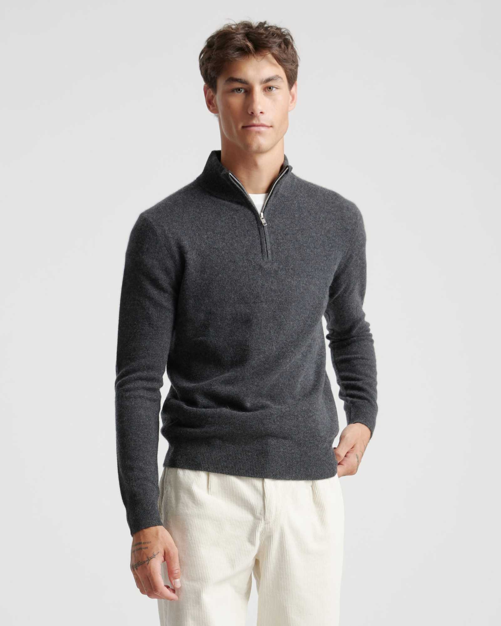 focus Machtig excuus Men's Cashmere Quarter Zip Sweater | Quince