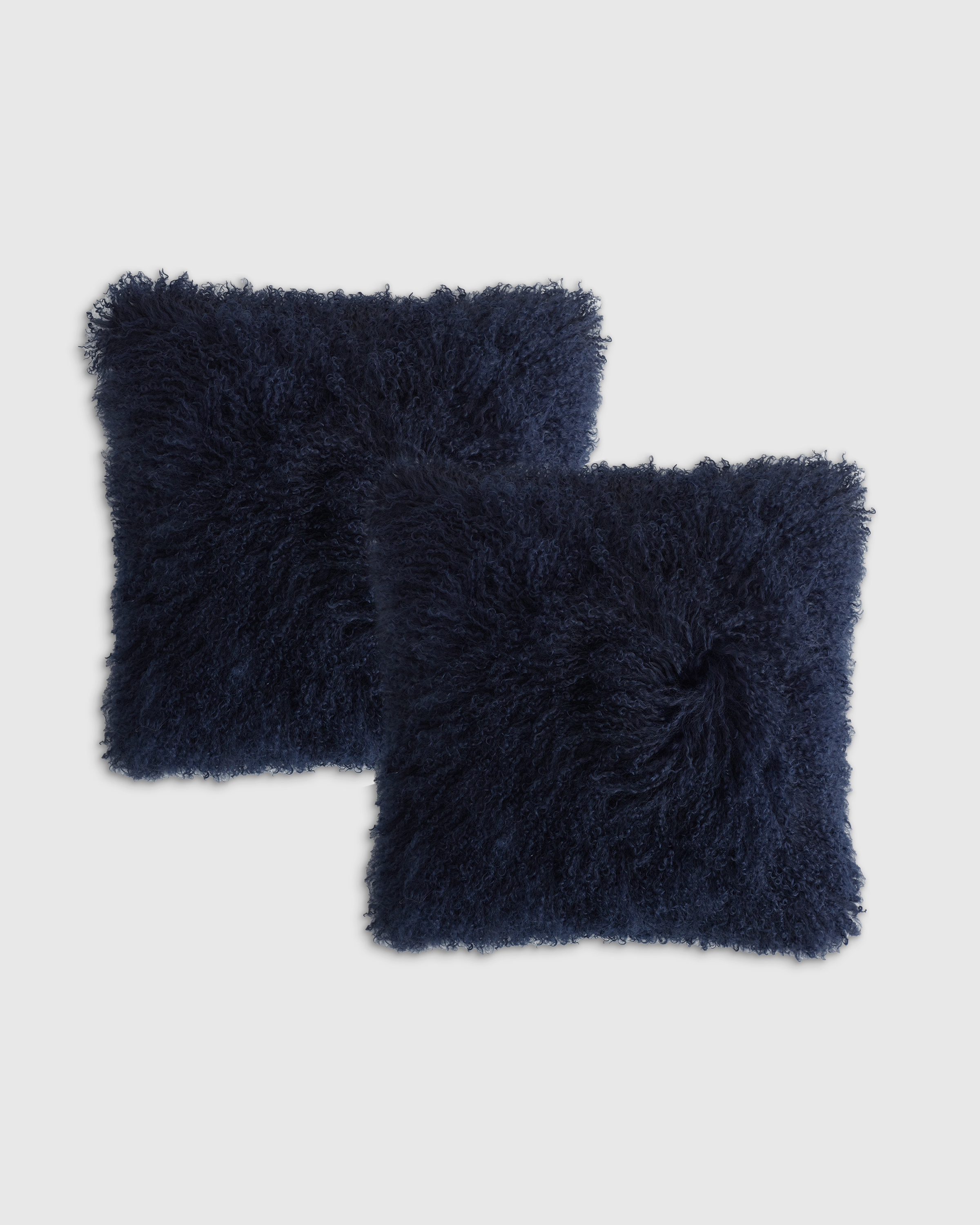 Quince Luxe Mongolian Lamb Pillow Cover Set Of 2 In Indigo Blue