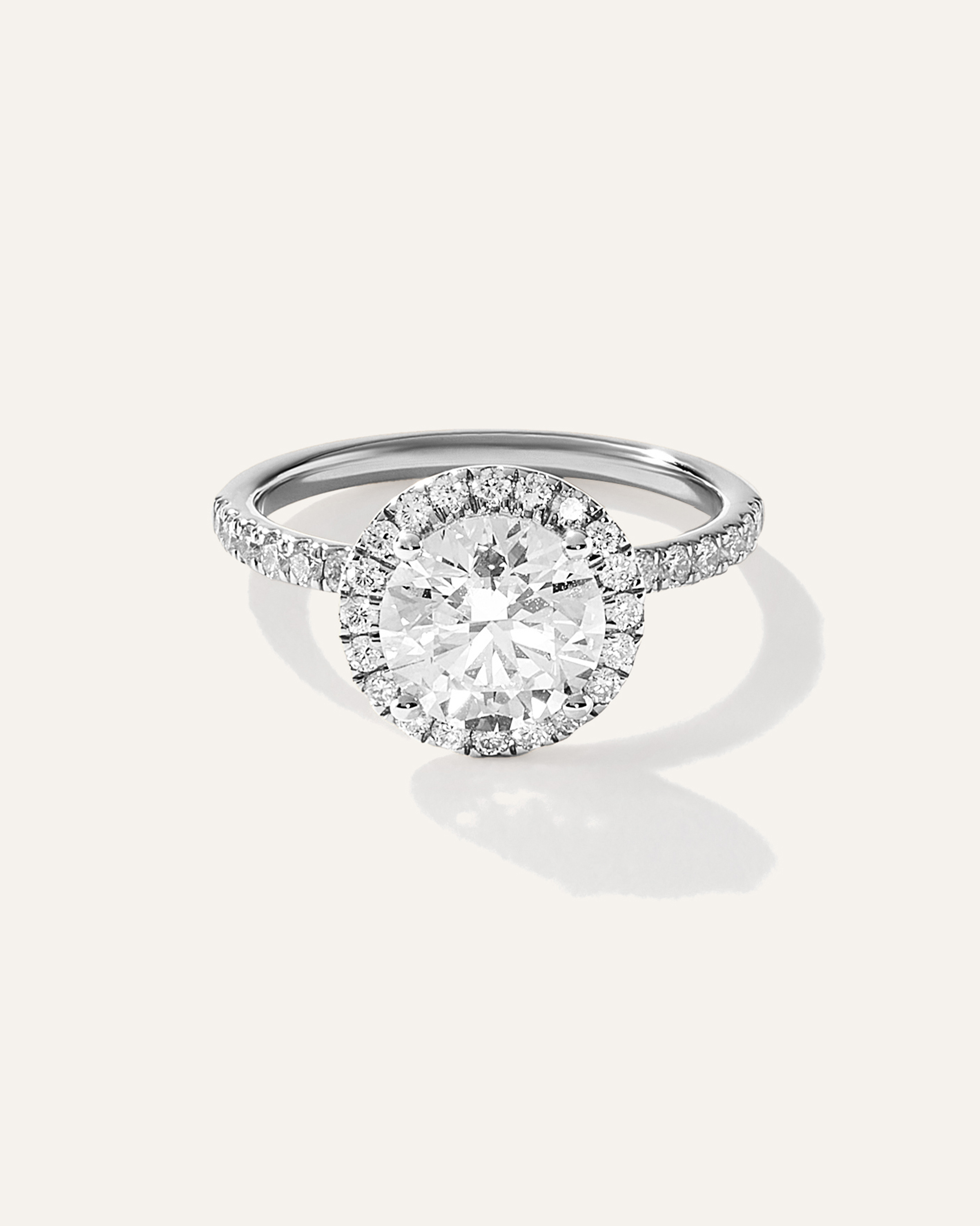 Lab Grown Diamond Round Halo Pave Engagement Ring - 2ct