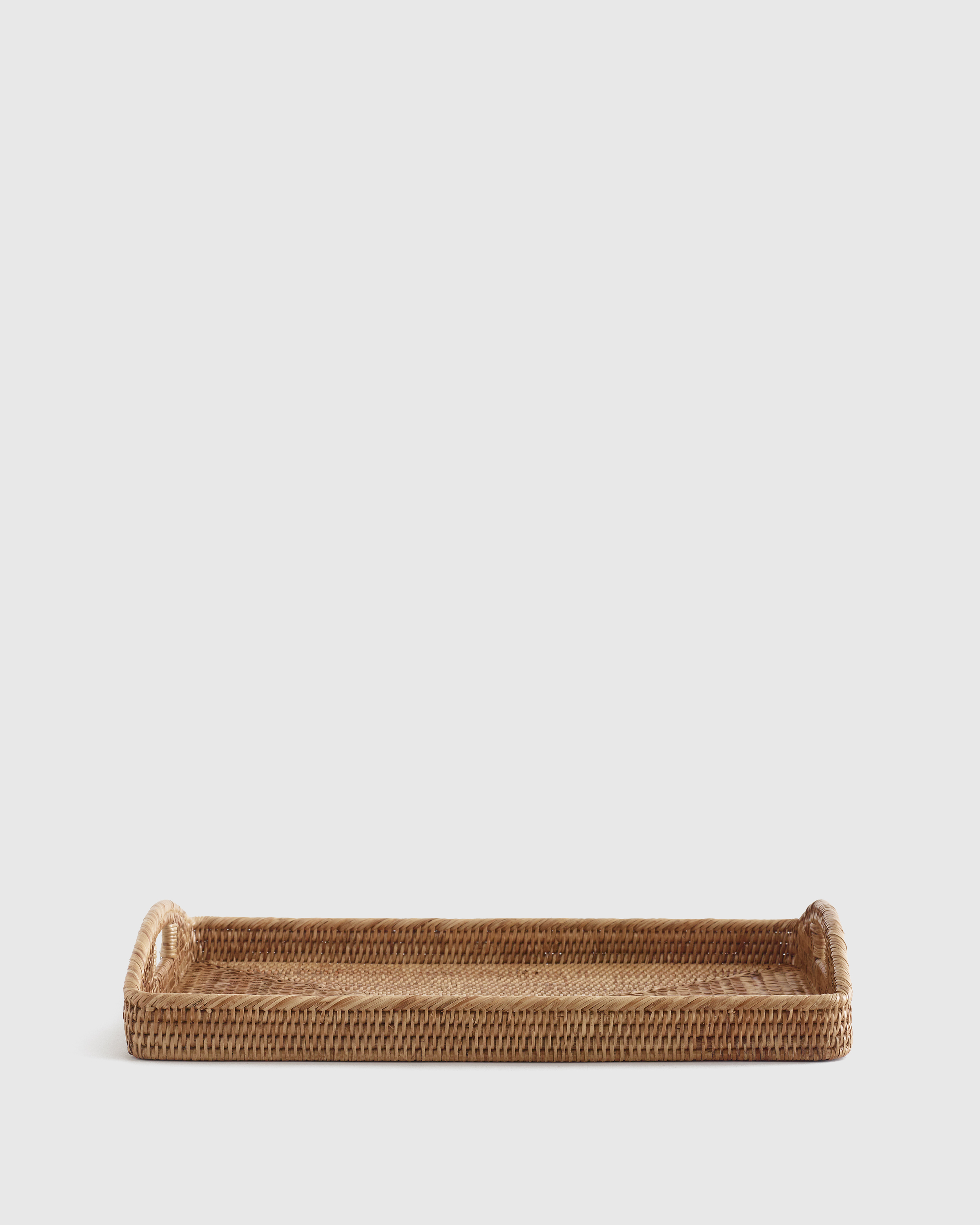 Handwoven Rattan Rectangular Tray in Honey
