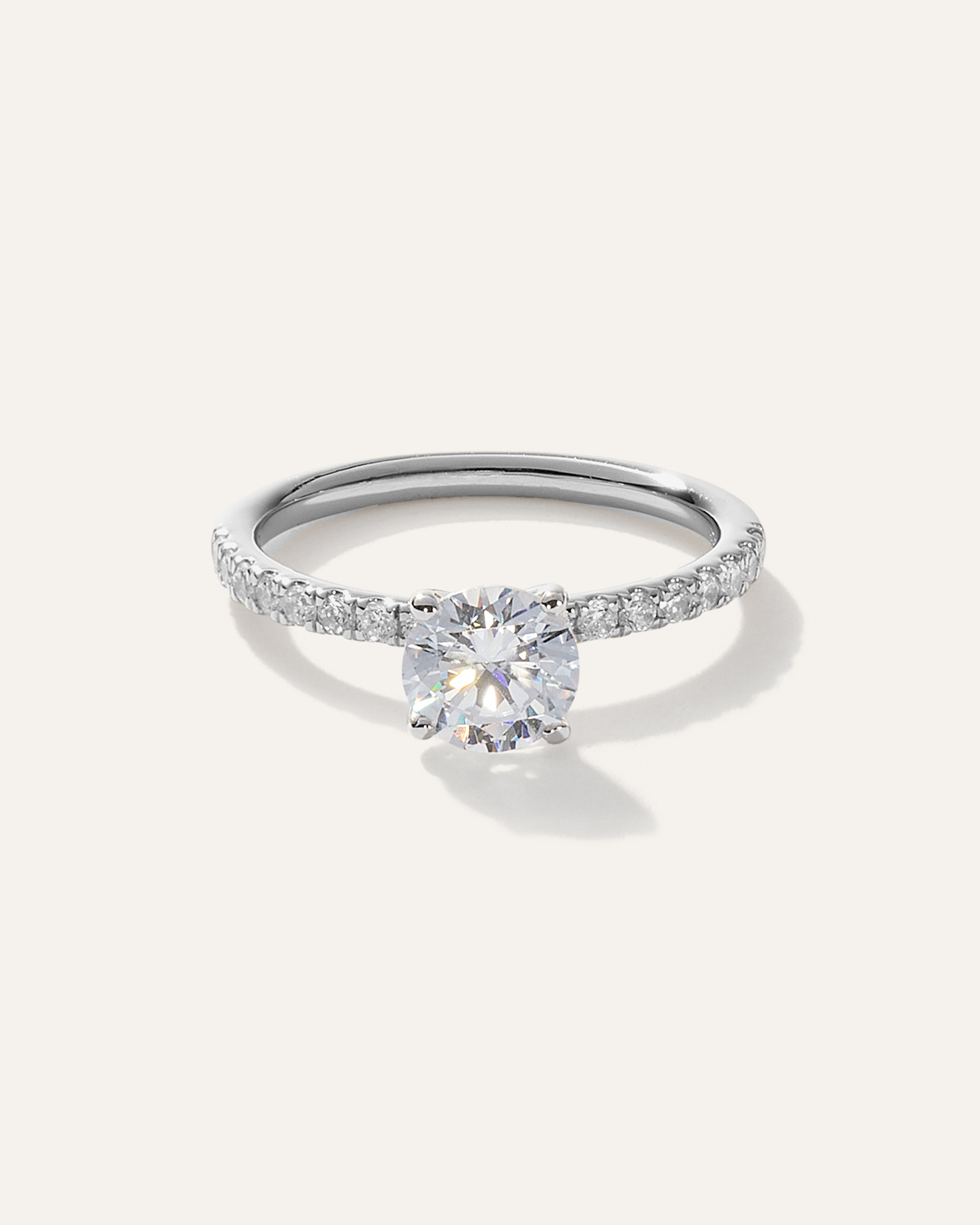 Lab Grown Diamond Round Petite Pave Engagement Ring - 1ct