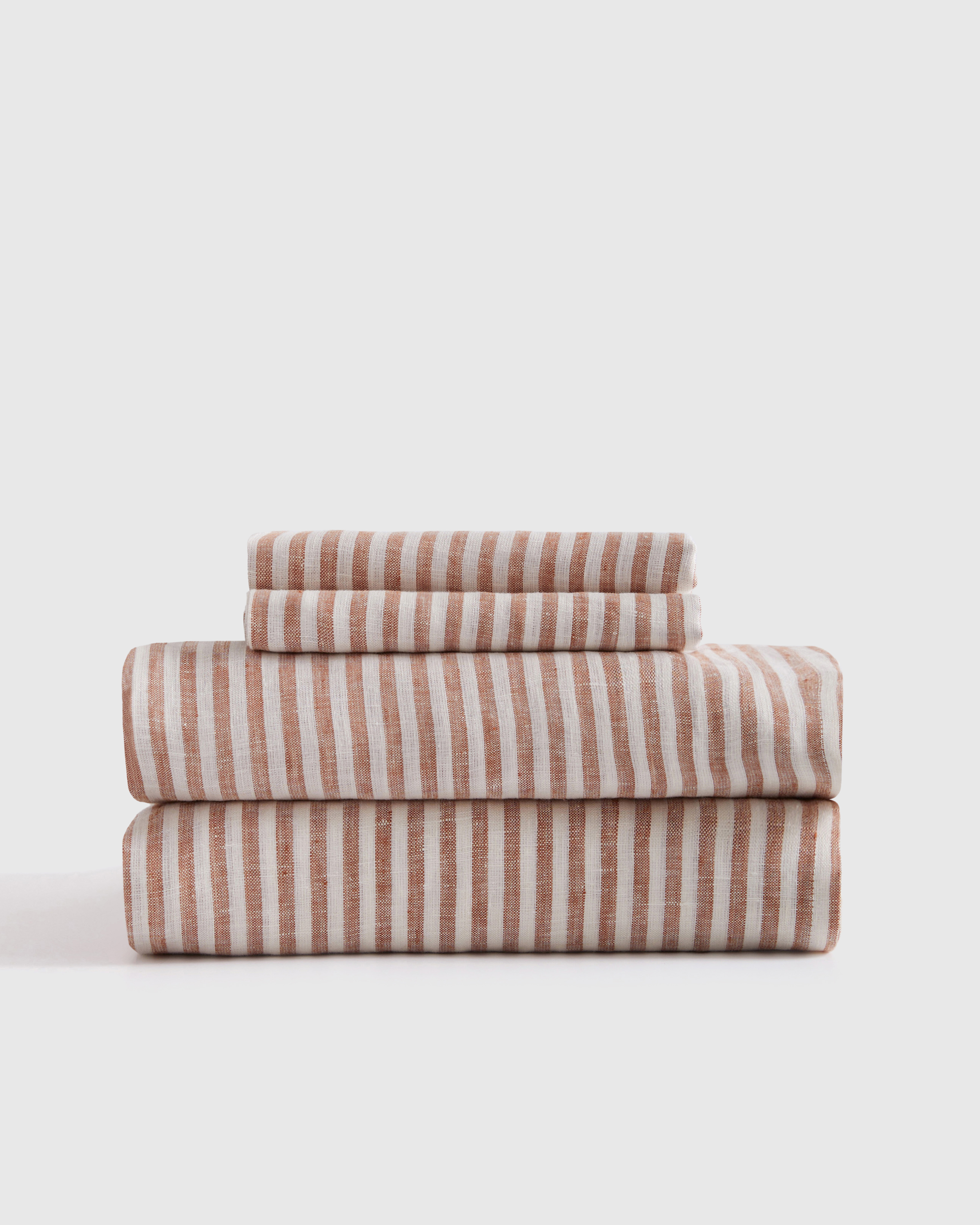 European Linen Stripe Sheet Set - Mist/White Stripe, Queen