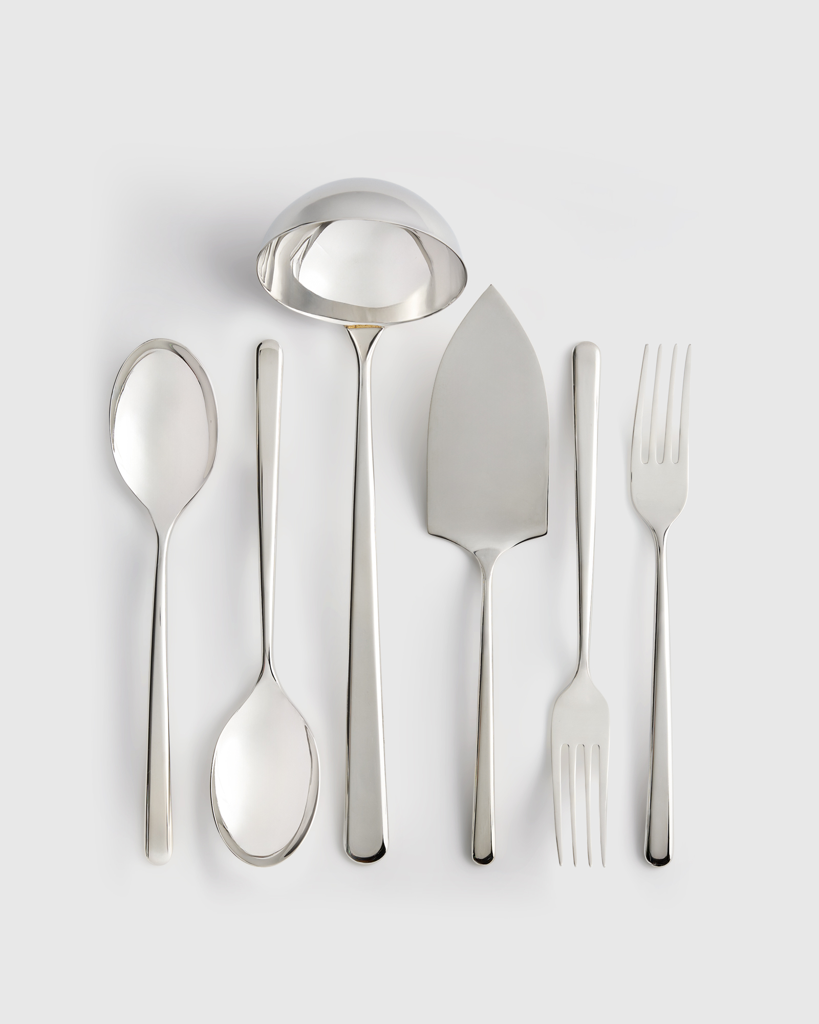 Gia Minimalist 6 Piece Serving Utensil Set in Polished Stainless Steel