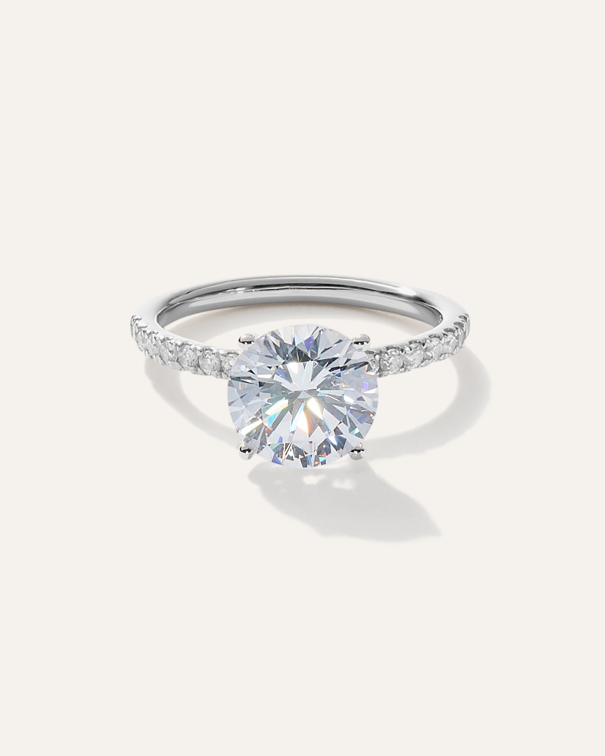 Lab Grown Diamond Round Petite Pave Engagement Ring - 3ct