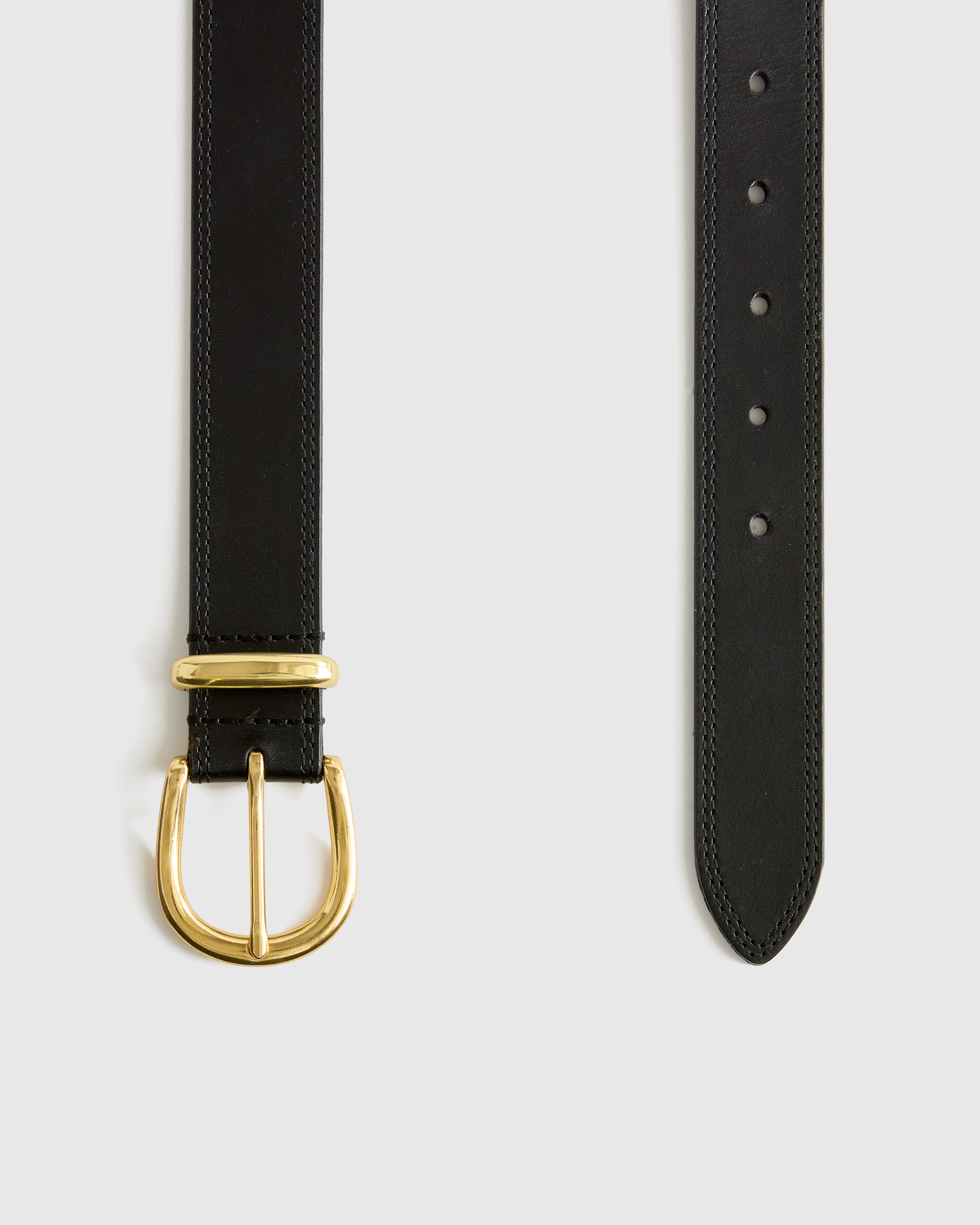 Quince Allegra European Leather Belt Saddle Brown Gold Buckle French Leather Allegra European Leather Belt in Saddle main image 2