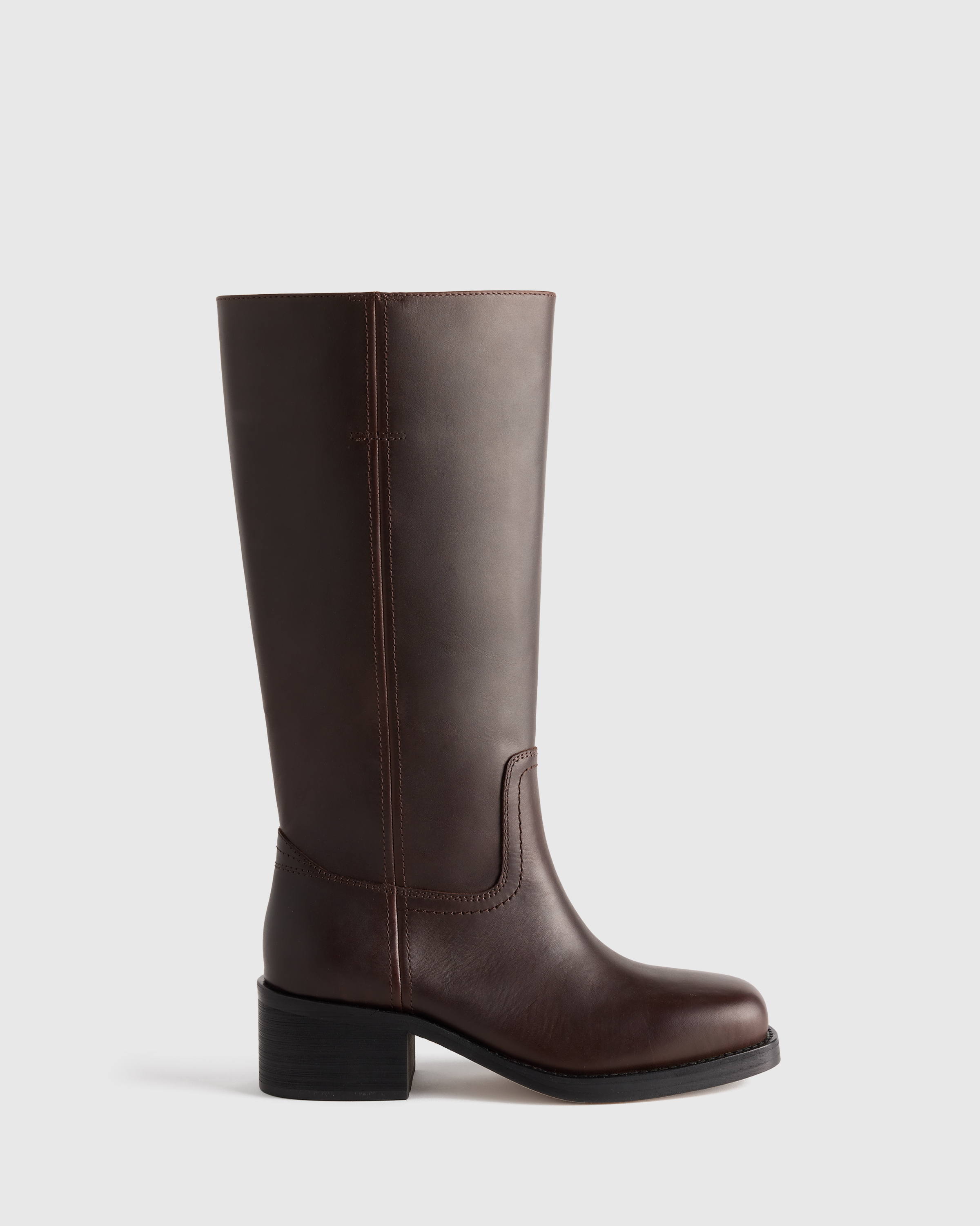 Italian Leather Block Heel Boot
