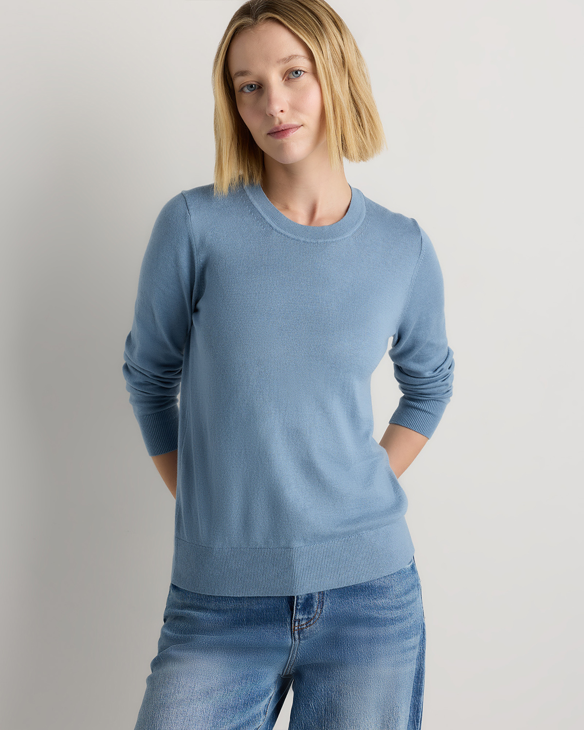 Lightweight Cotton Cashmere Crew Sweater 