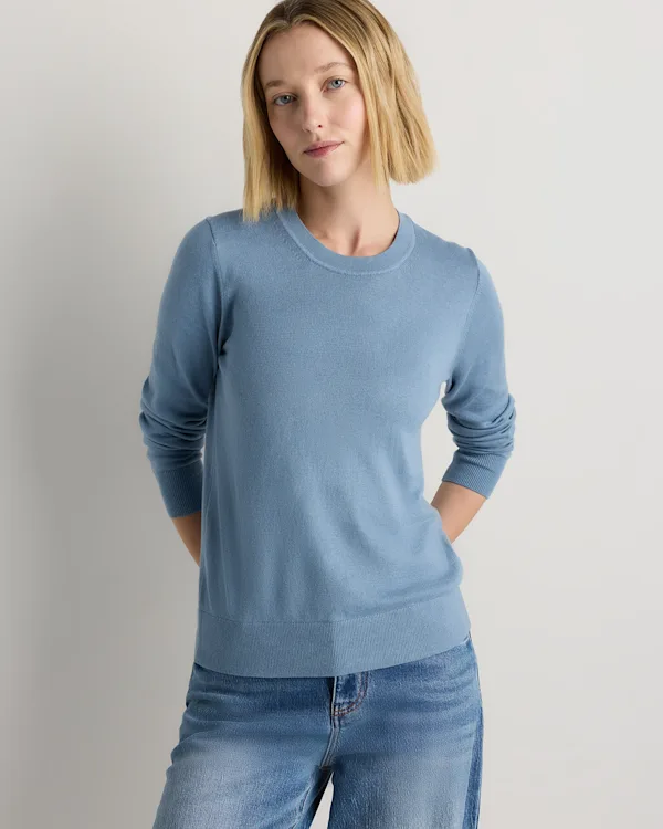 Lightweight Cotton Cashmere Crew Sweater 