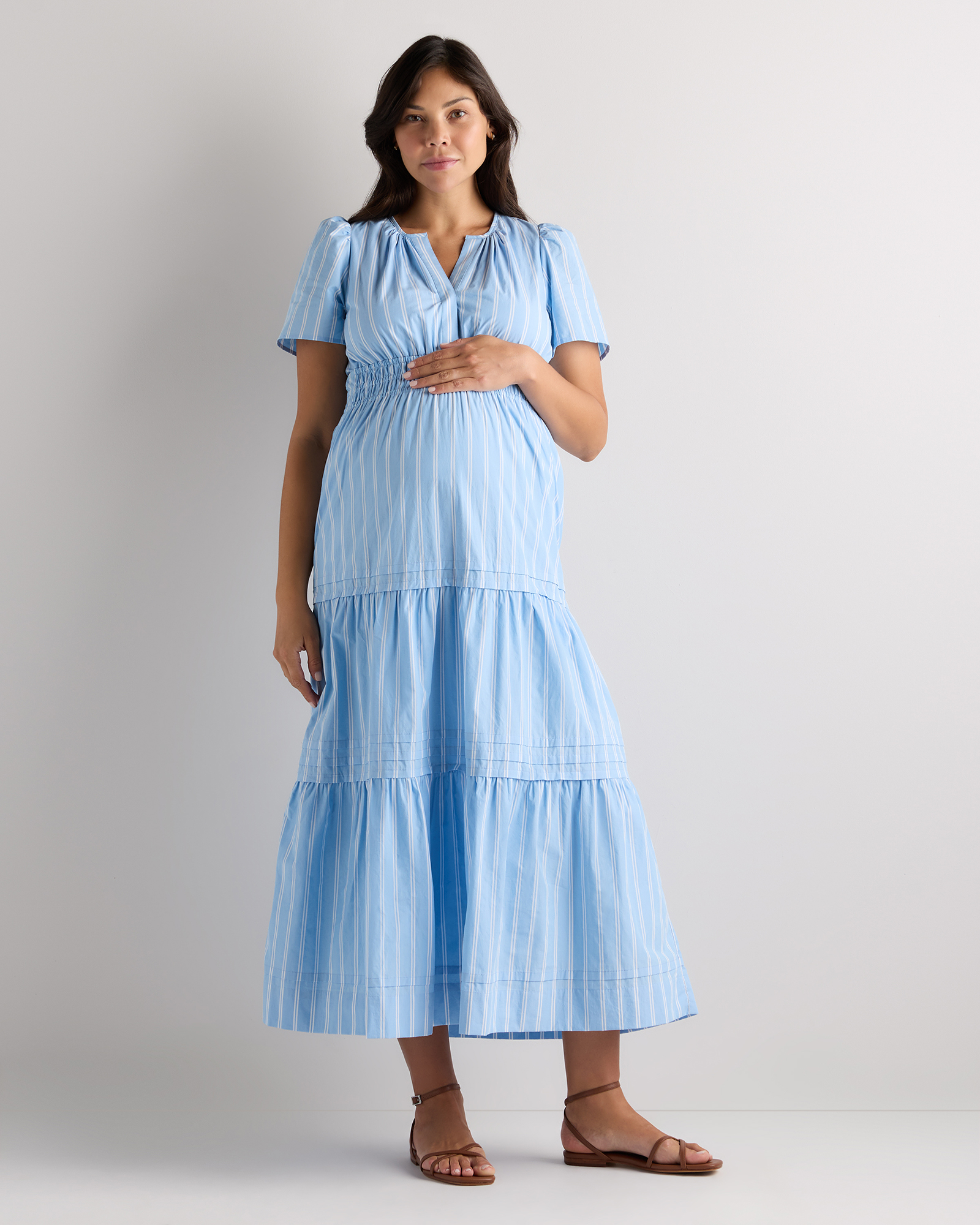 100% Organic Cotton Maternity Tiered Maxi Dress