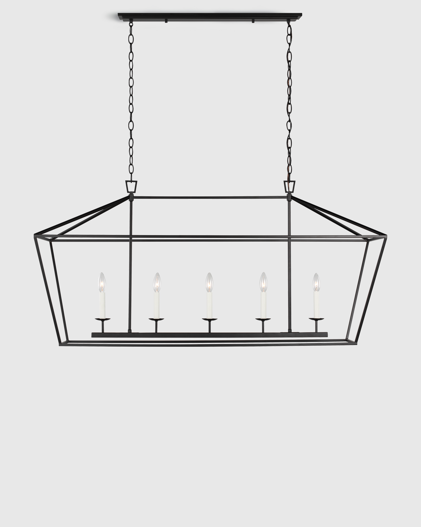 Traditional Steel Linear Lantern Chandelier