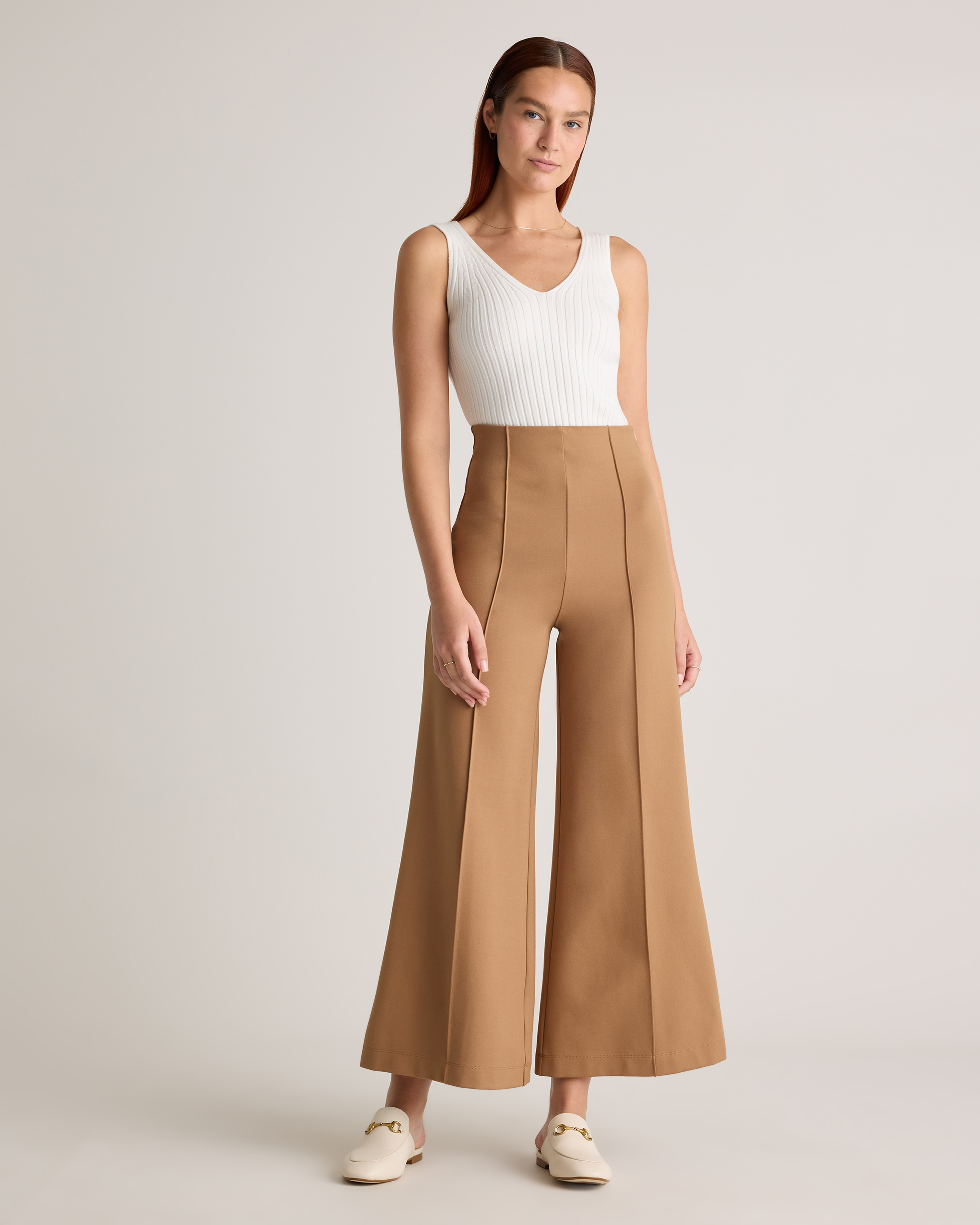 Ultra-Stretch Ponte Super Wide Leg Ankle Pants