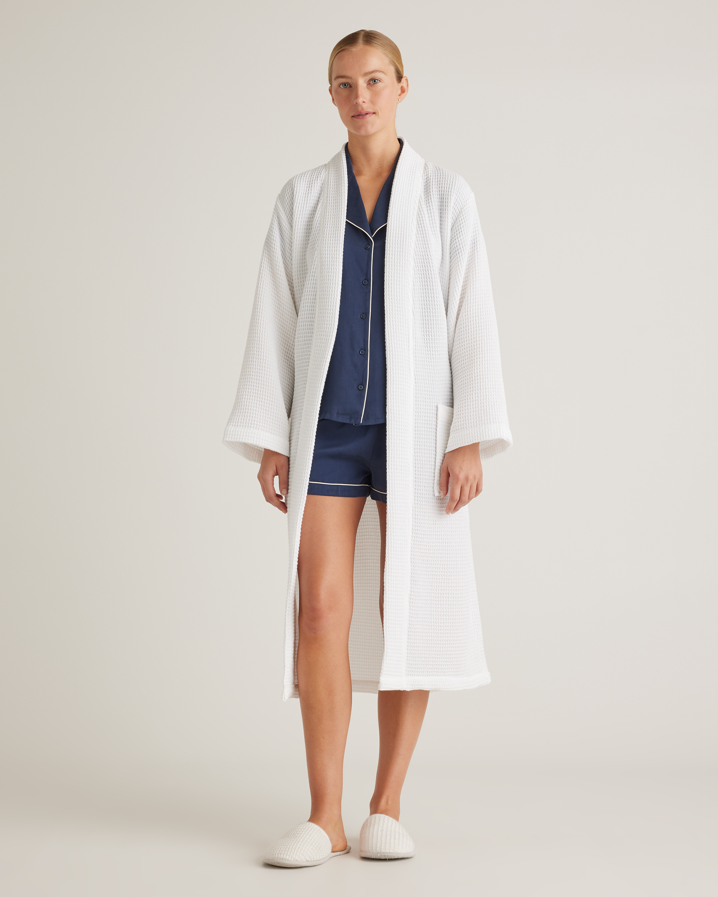 Organic Turkish Waffle Robe - Grey, L