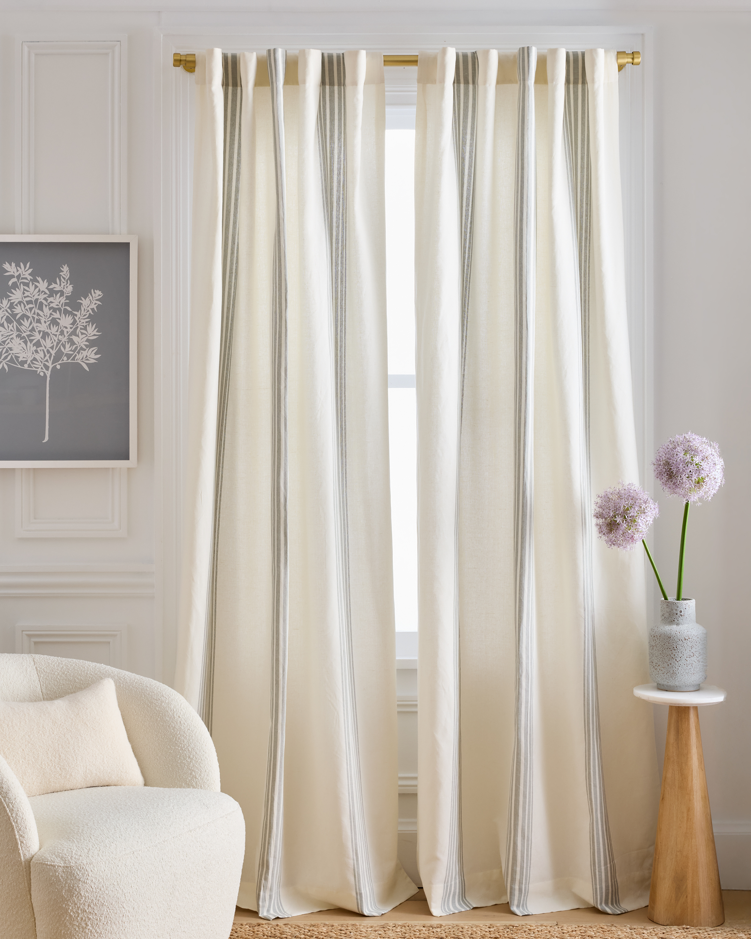 Coastal Stripe Linen/Cotton Curtain by Quince