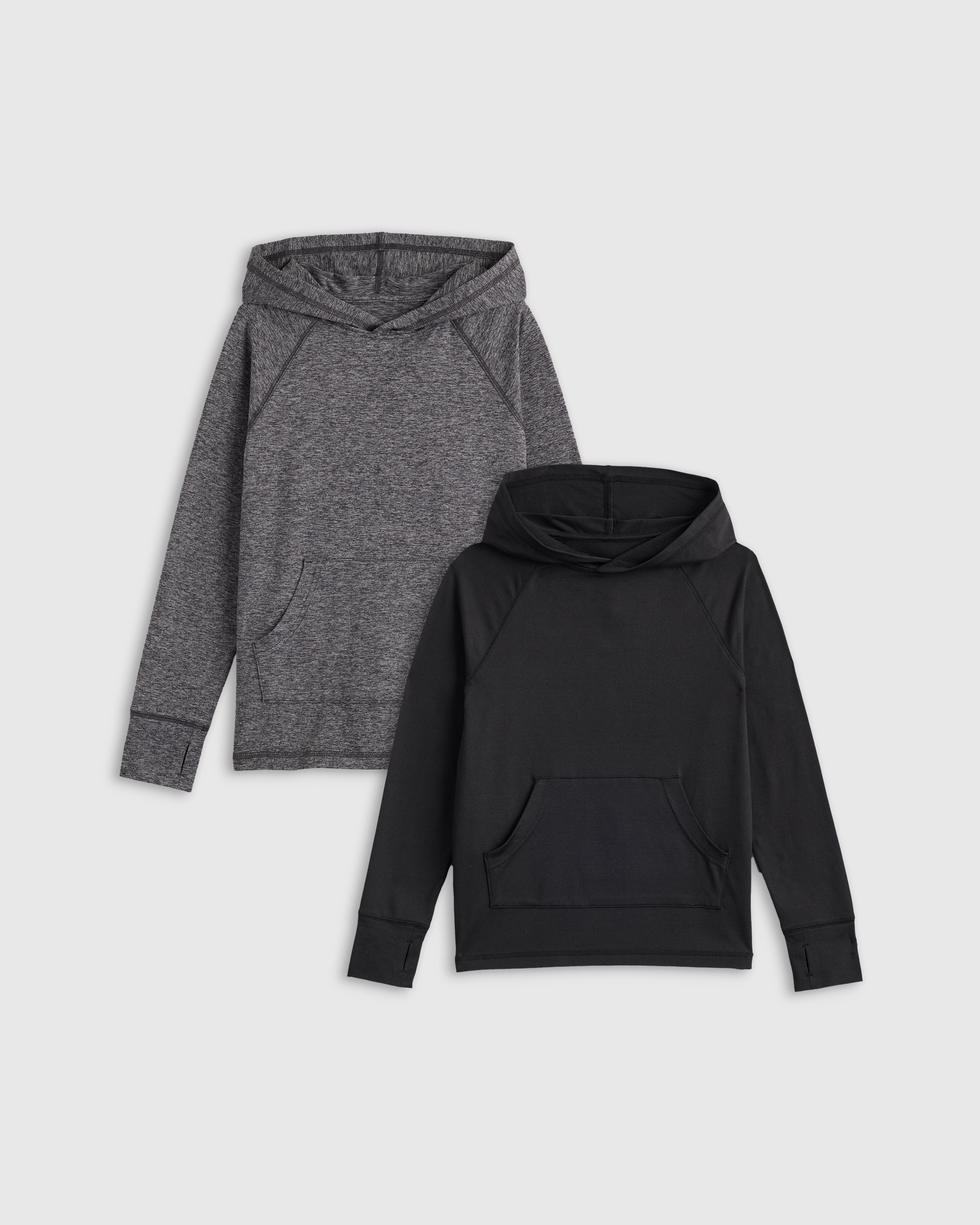 Shop Quince Flowknit Active Pullover Hoodie 2-pack In Charcoal Heather/black