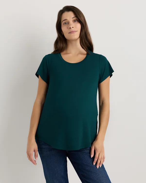 Bamboo Jersey Nursing Scoop Neck Tee 
